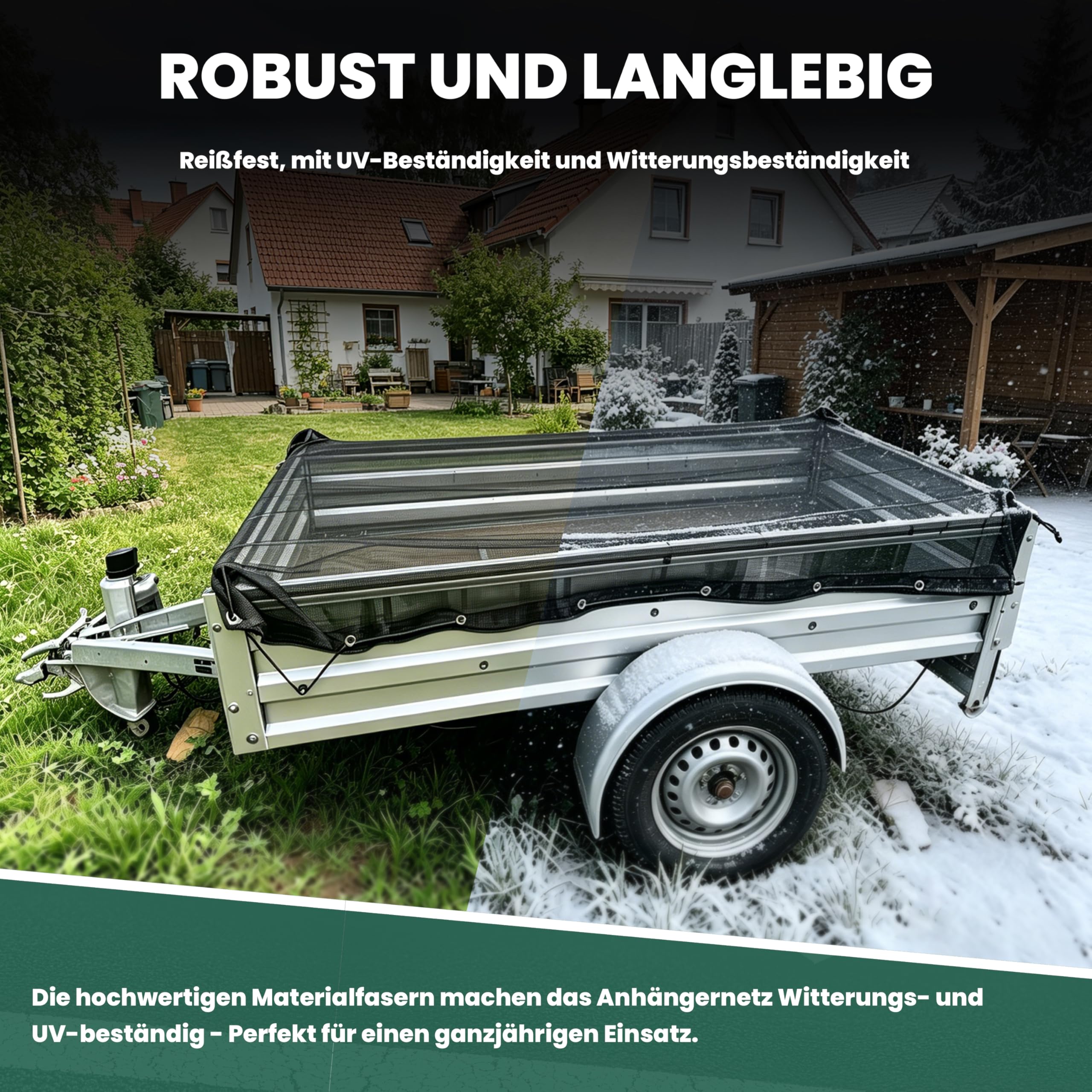 2x3.5M Anhängernetz Feinmaschig Feinmaschiges Ladungssicherungsnetz für Anhänger mit Gummiseil, Robustes Abdecknetz zur sicheren Transports von Kisten, Gepäck & Loses Material (Schwarz)