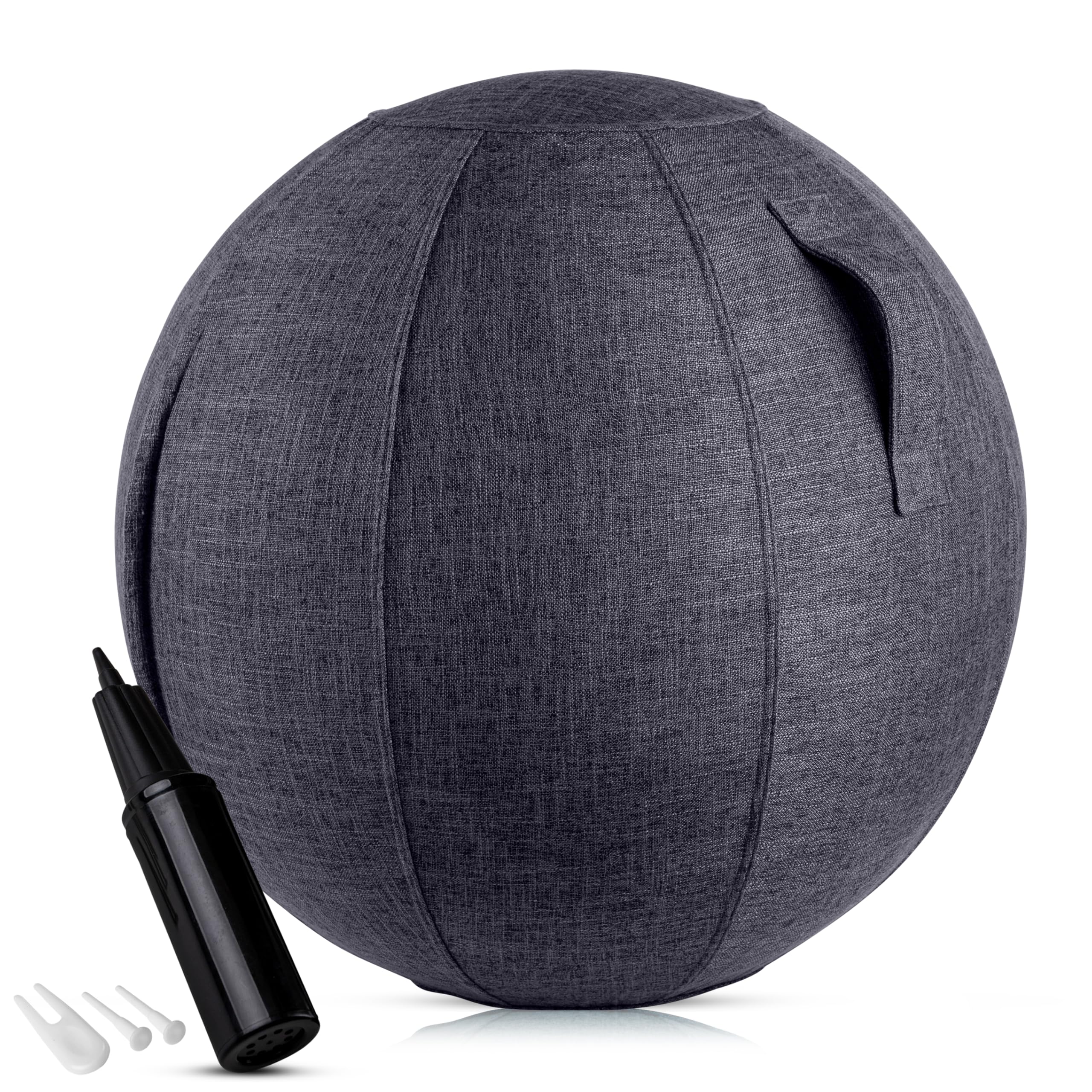 ONVAYA Pelota de gimnasia de 65 cm con funda – pelota de gimnasia con bomba – pelota de yoga antideslizante – pelota estable para sentarse ergonómicamente – Pelota de fitness de alta calidad y pelota