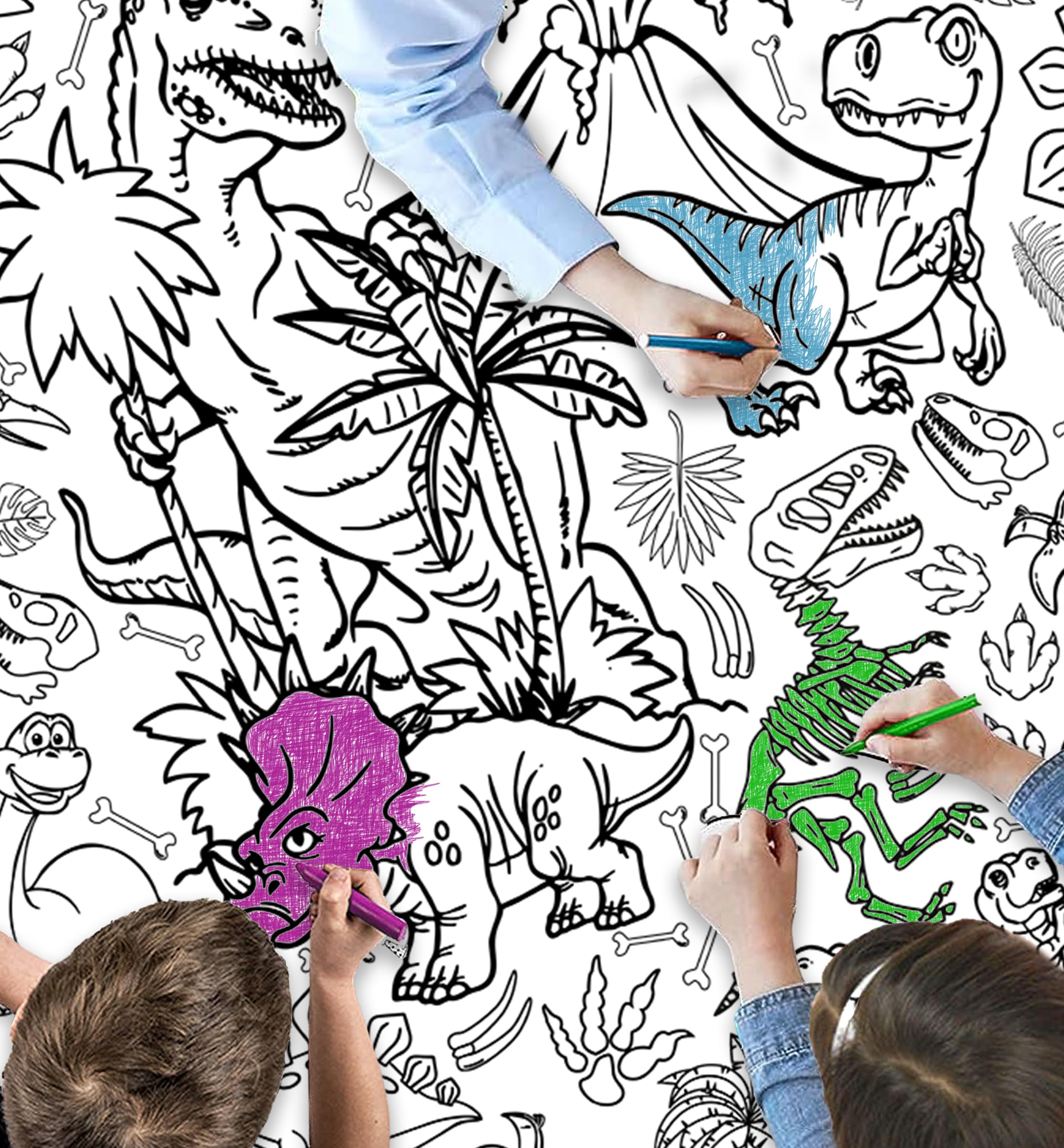Splat Planet Dinosaur Colour-In Table Cloth for Kids Large Dinosaur colouring activity and party table cover. 240 x 120 cm