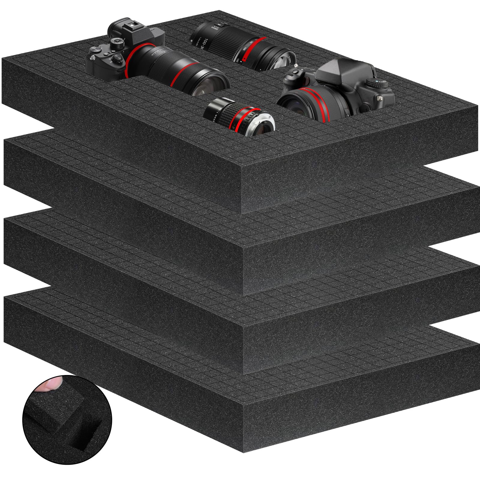 Eunice 4Pcs Polyurethane Foam Inserts -16 x 12 x 2 Inch Pick and Pluck Foam Padding Sheets for Tool Box, Camera Storage and Crafts