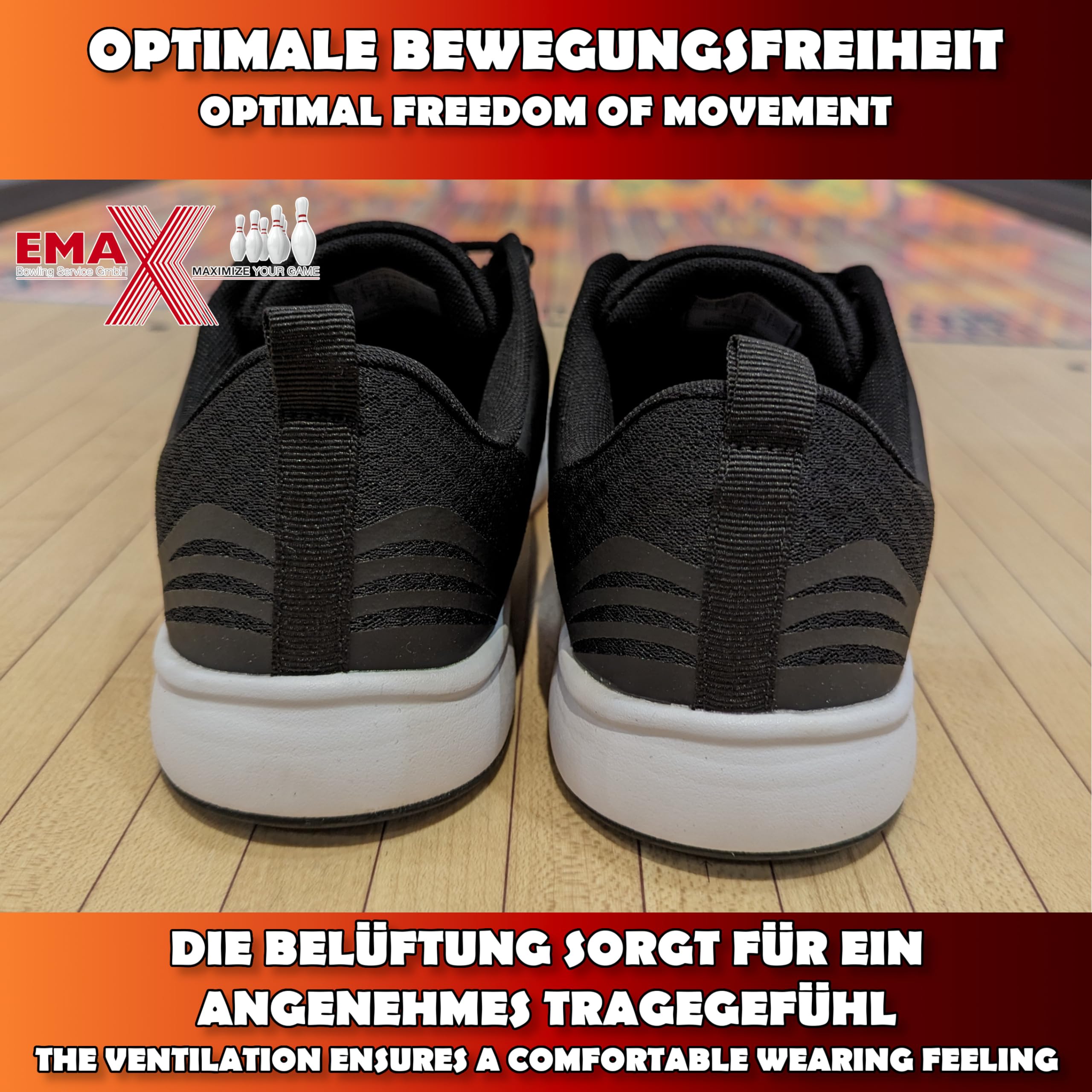 EMAX | Brunswick - Zapatos de bolos para hombre | Zapato de bolos para hombre | Tradition Black & Classic White