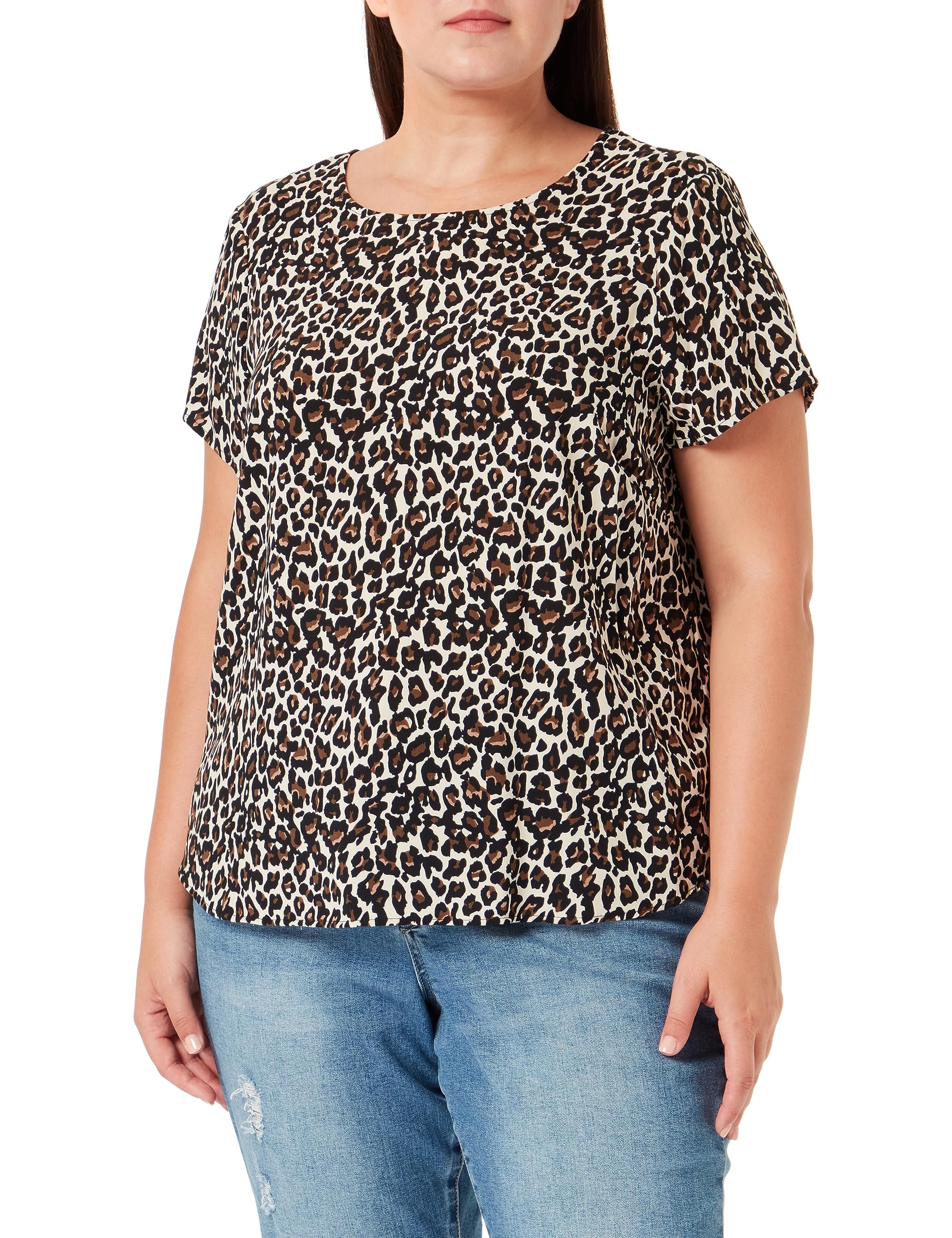 VERO MODA CURVE Women's Vmceasy Joy S/S Top Wvn Ga Curve Noos T-Shirt