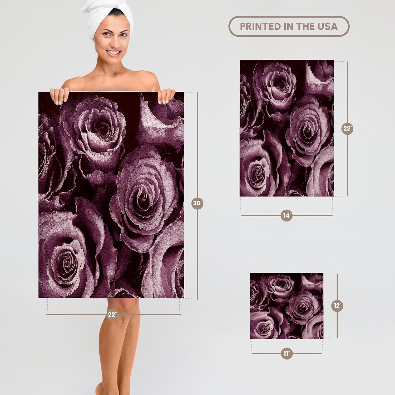 3dRose Close up of Dreamy Pastel Plum Purple Rose Bouquet 22x30 Bath Hand Pool Towel