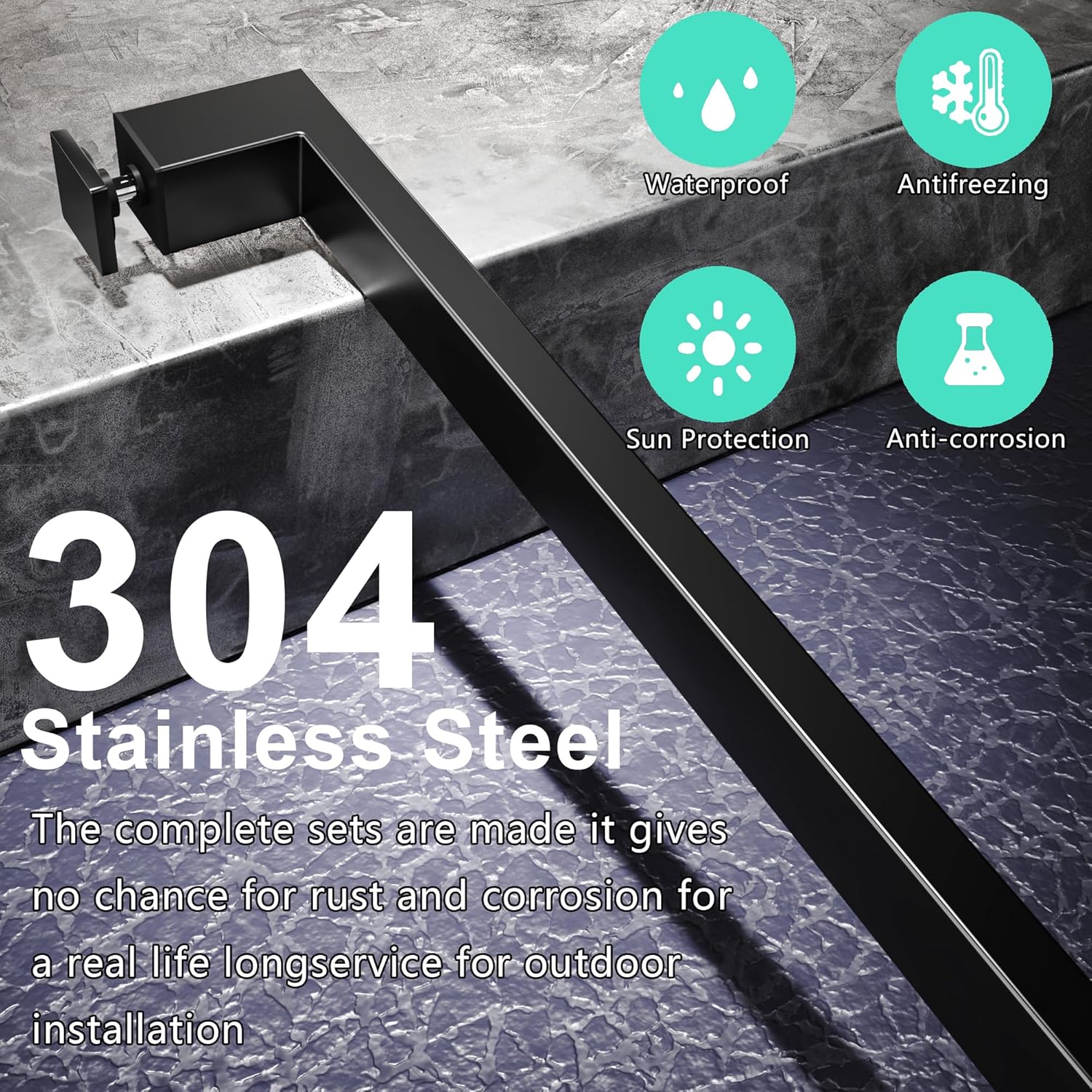 Shower Door Handle 20 in (508 mm), Square Corner Pull for 1/4 in. to 1/2 in. Thick Glass Doors, Rust and Corrosion Resistant Stainless Steel, Matte Black Finish