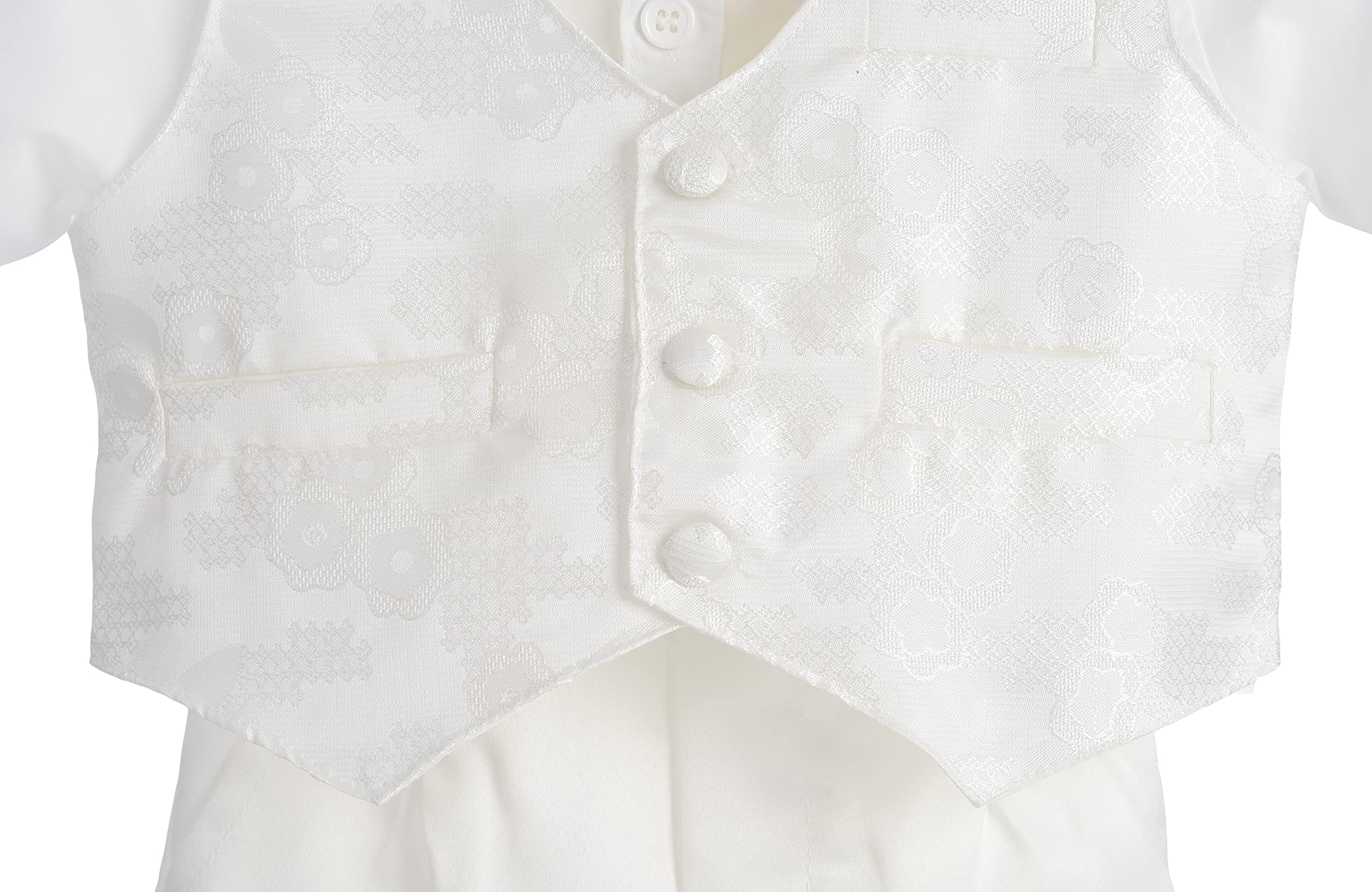 Lito Angels Ropa de Bautizo Traje de Boda Marfil Ivory para Bebe Niño, Manga Larga, Talla 3-18 Meses