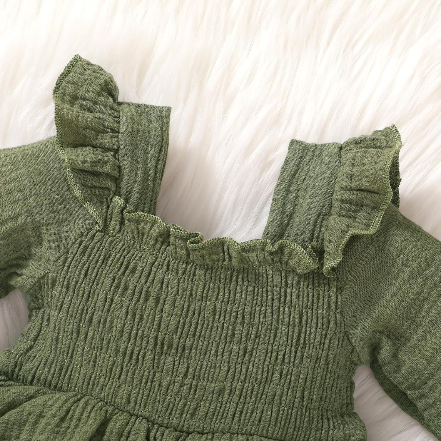 YOUNGER TREE Baby Girl Fall Clothes Infant Long Sleeve Ruffle Romper Dress with Headband Cute Toddler Winter Outfits - Image 4