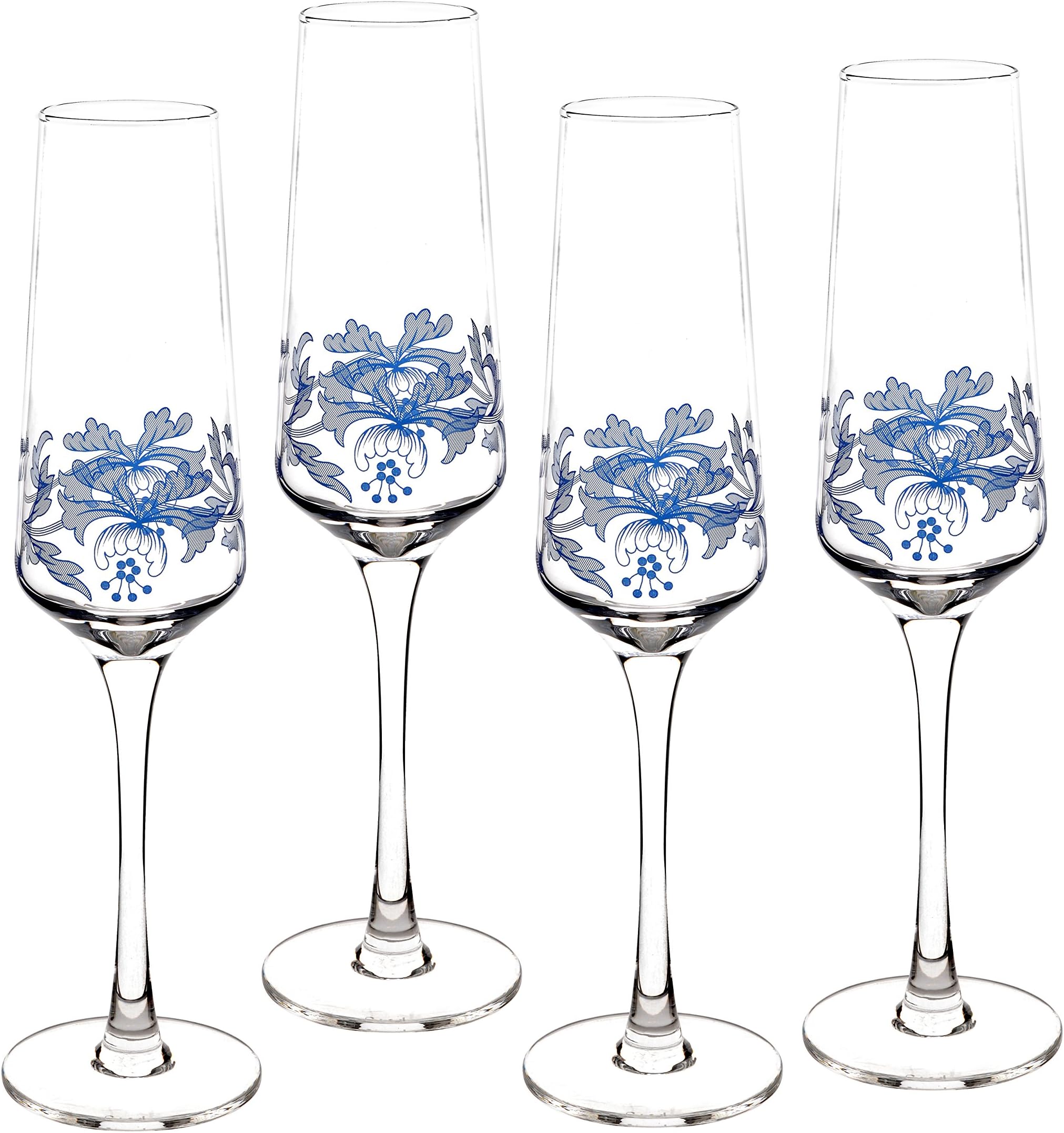 Portmeirion Blue Italian Champagne Flutes Set of 4 Tall