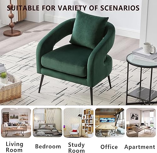 Miniatura 5 de Juego de 1 sofá biplaza pequeño y 2 sillas decorativas, juego de sofá y sillón de 3 piezas para sala de estar, moderno sofá de terciopelo con silla