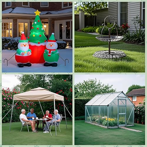 Miniatura 5 de VVOKGO - Juego de 8 estacas de acero negro con gancho en J de 16 pulgadas para fijar campamentos, vallas, columpios, redes de fútbol, decoraciones