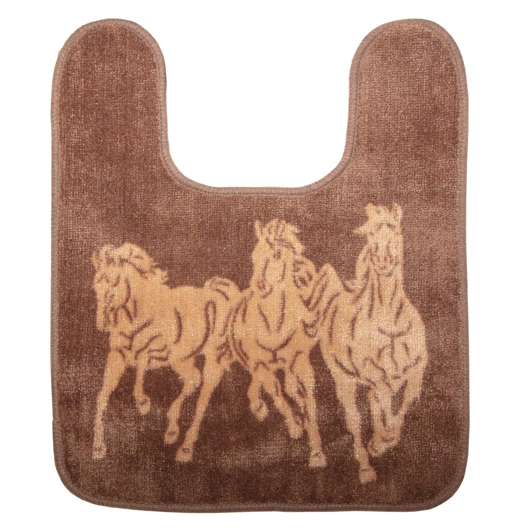 HiEnd Accents 3 Horses Western Contour Rug, Chocolate