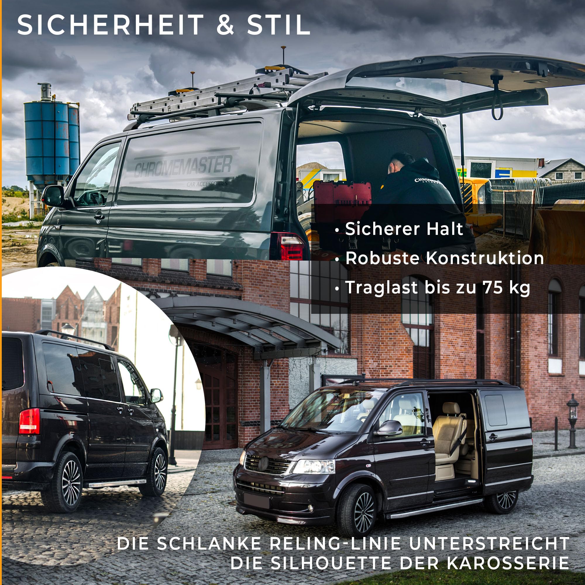 CHROMEMASTER | Dachrelinge Dachträger Kompatibel mit VW Amarok 2023+; Geeignet zur Montage von Dachträgern, Dachboxen und Fahrradträgern | Einfache und Schnelle Montage | Alu