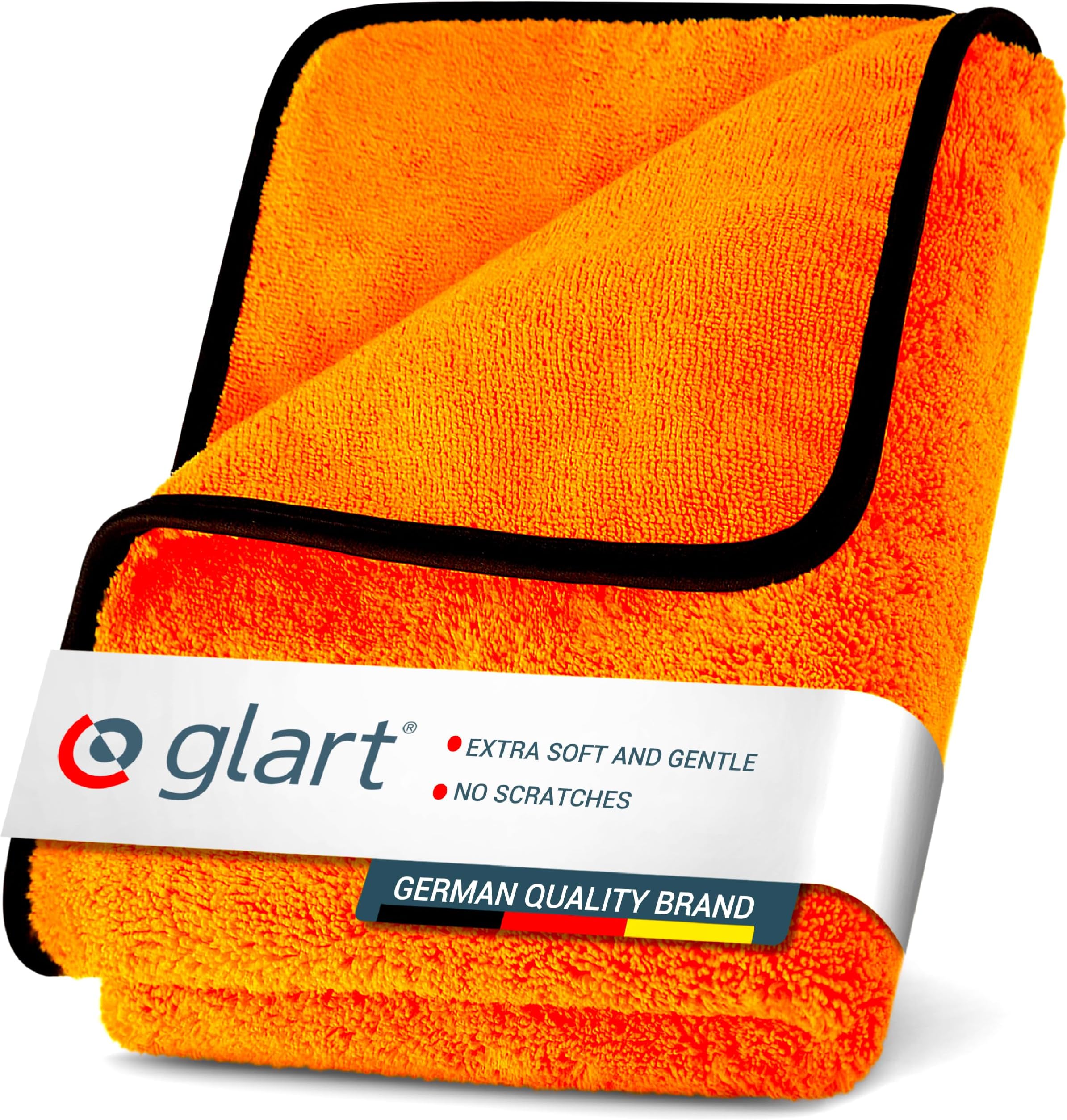 44WG Car Drying Towel XXL 90x60 cm - Microfiber Polishing Cloth Orange - Large Absorbent and Cleaning Cloth for Car, Motorcycle, Boat, Household - Soft, Paint-Friendly, Lint-Free