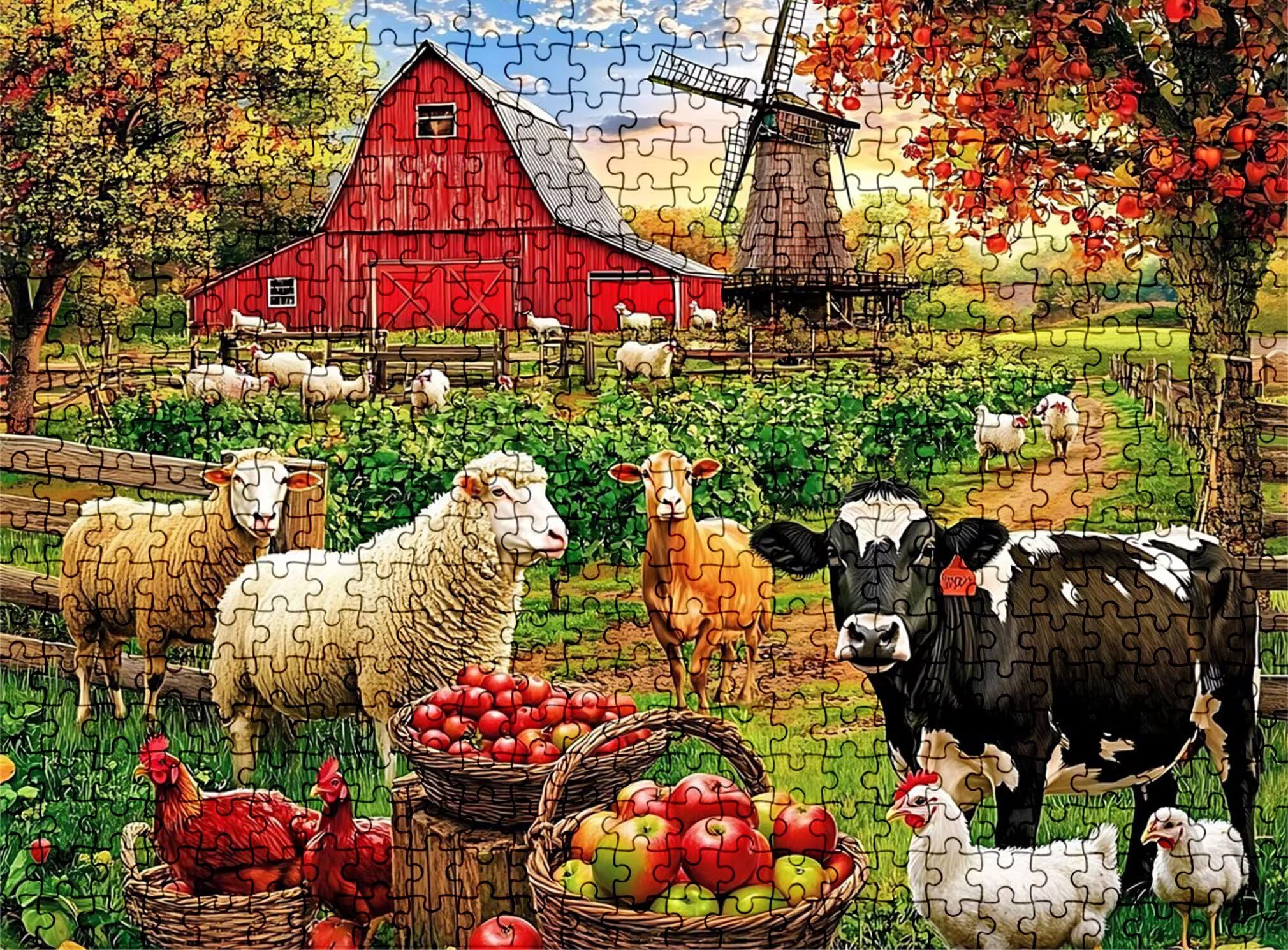 Puzzle 2000 Teile, Holzpuzzle Erwachsene - Impossible Puzzle 99.5 x 70.5 cm niffliges Denkspiel & Denksport für Frauen & Männer, Familienspiel, Home Dekor, Geschenk für Frauen Bauernhof Tier w0-664