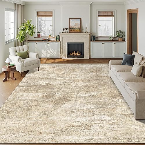 Cochyean Alfombra lavable de 8 x 10 pies para sala de estar, resistente a las manchas, alfombra de área grande para dormitorio, alfombra vintage
