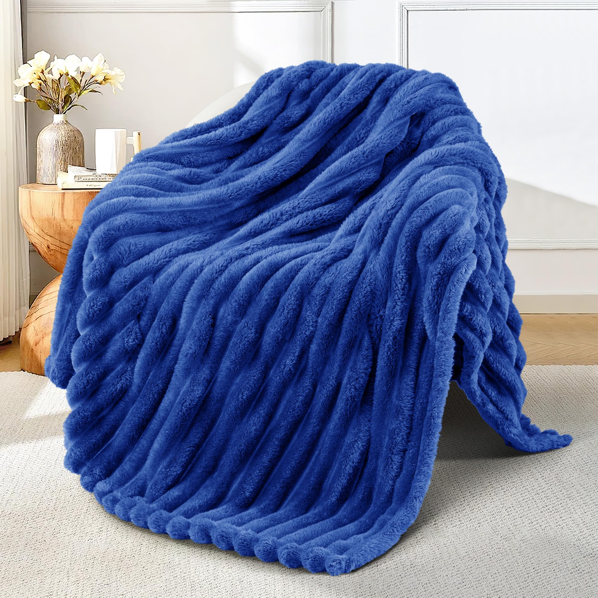 Exclusivo Mezcla Azúl Cobalt Sofa Blanket – Flannel Blanket for Bed, Fleece Blanket, Double Sided Soft, Easy Care and Ultra Light, All Seasons, 130 x 150 cm OEKO-TEX STANDARD 100