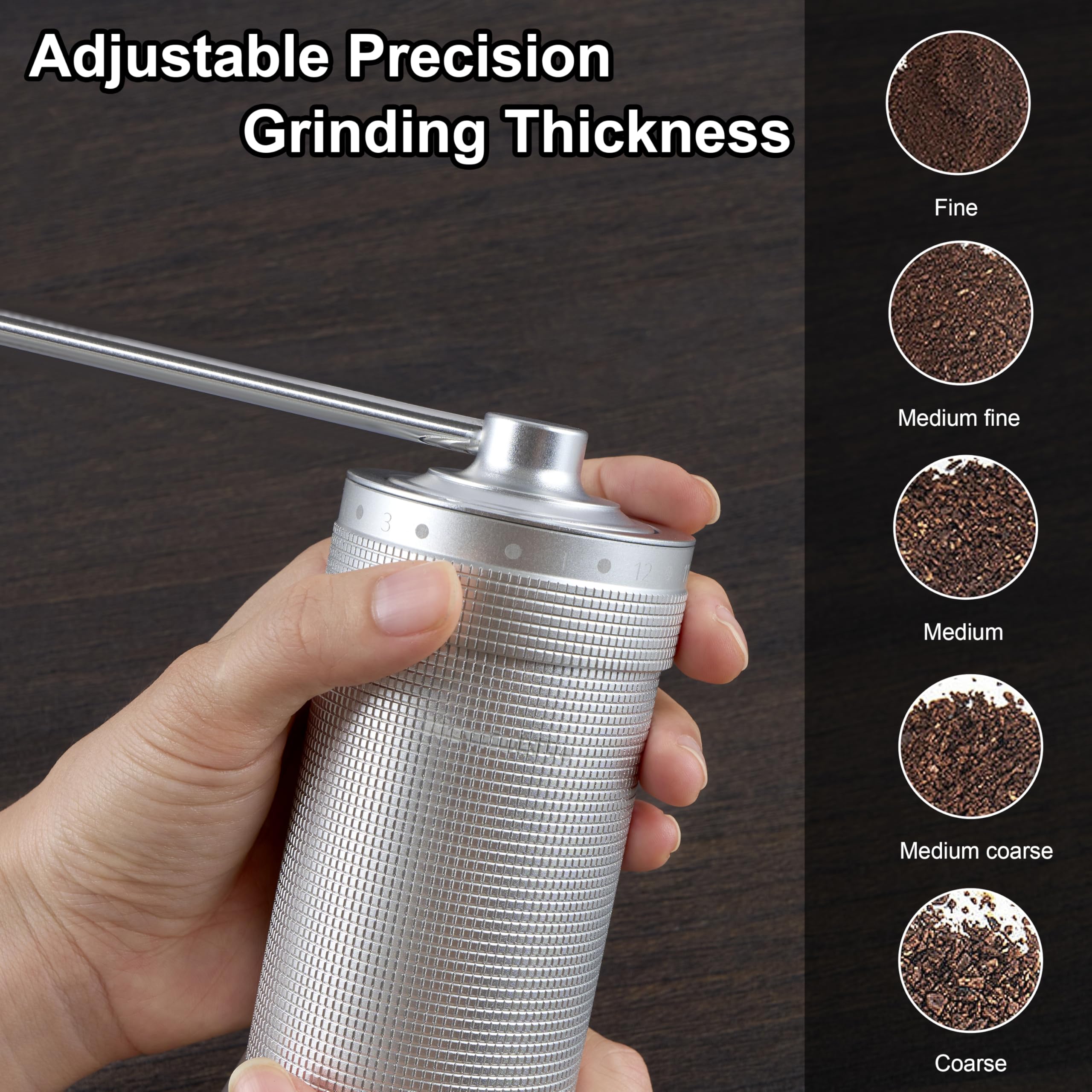 Molino de café newlukpro m7 manual, aforo 35g, afilado Burr de siete segmentos, 48 ajustes de molienda externos, para molino de café manual vertido sobre espresso francés