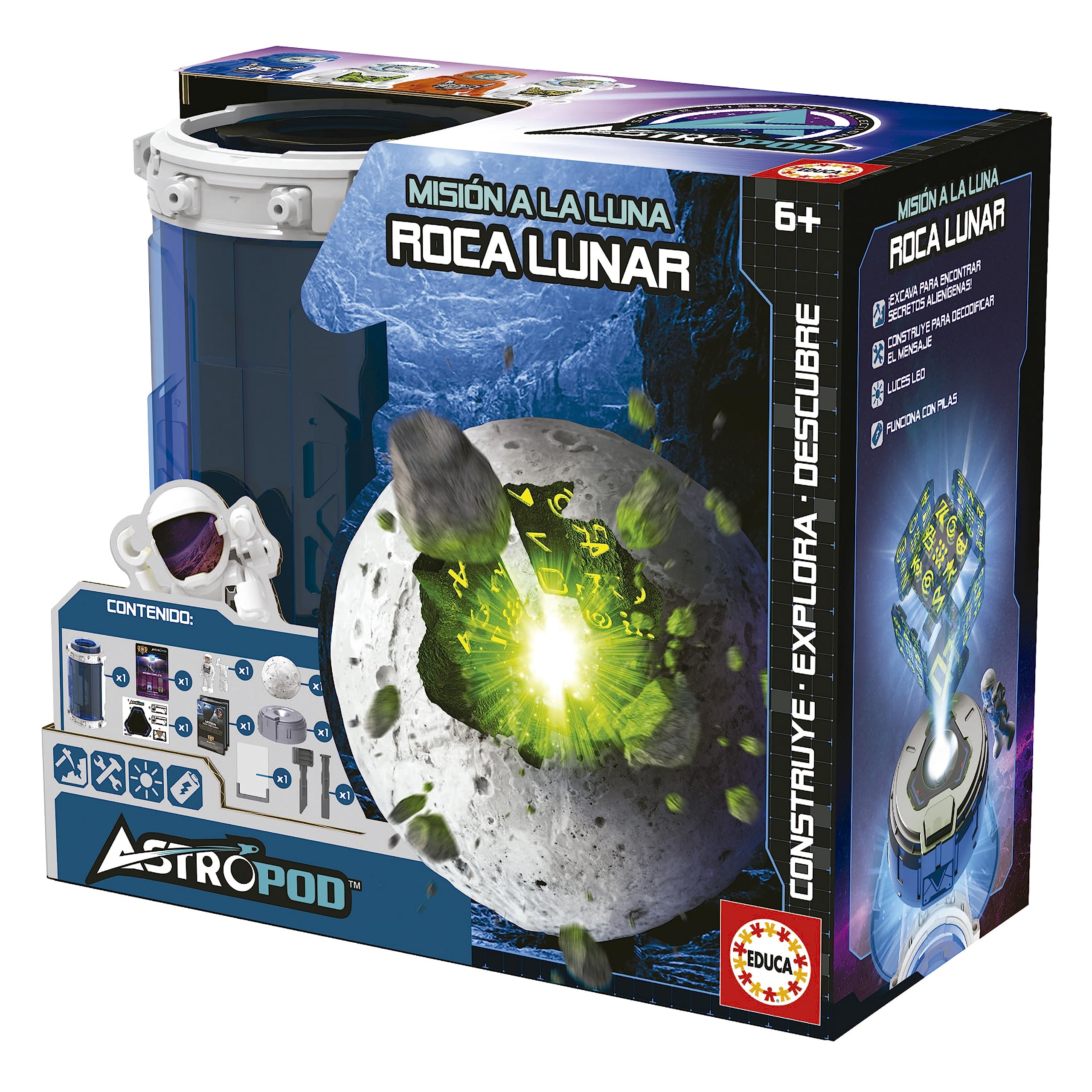 Educa 41346 Astropod Lunar Rock, Discover A Lost Alien Civilization Excavating A Mysterious Lunar Rock, Build The Artifact and Decrypt The Hidden Messages, Starting from 6 Years Old