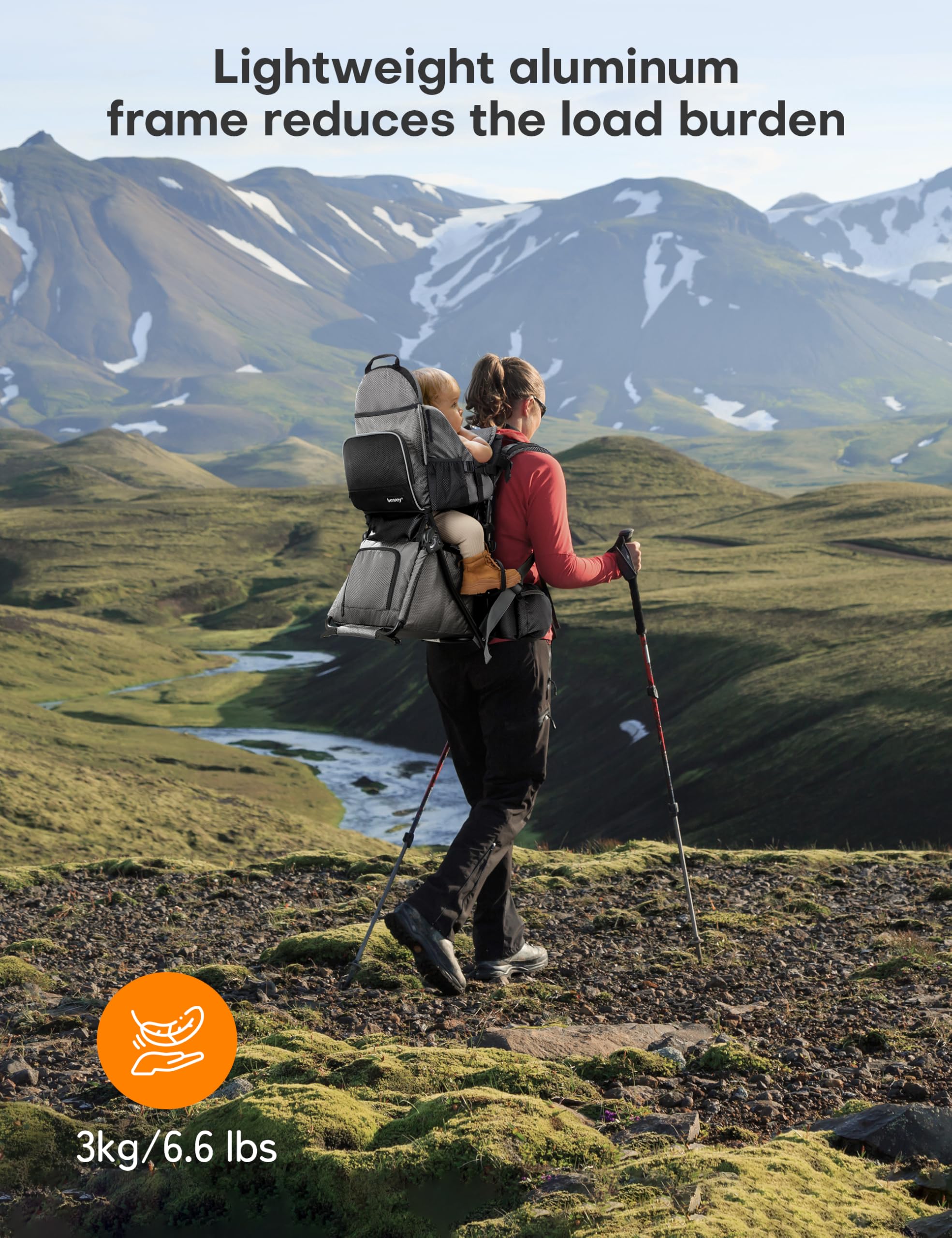 besrey Mochila portabebés, portabebés ergonómico, mochila de senderismo segura para niños pequeños con gran espacio de almacenamiento, asiento acolchado ajustable para niños | Mochila para bebé resistente al agua, gran espacio de almacenamiento, parasol y