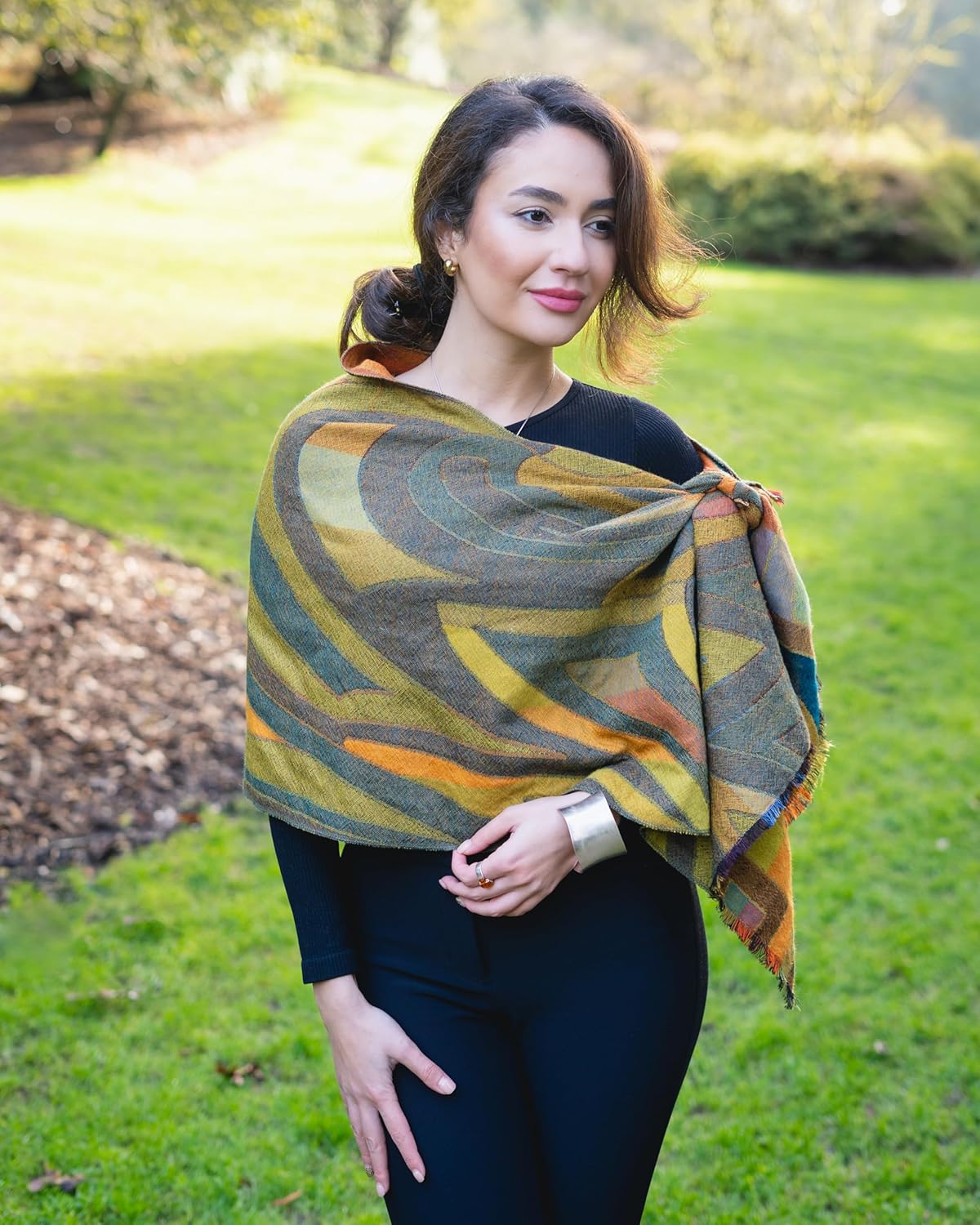 In Style 100% Australian Merino Wool Shawl for Women & Men, Soft & Warm, Reversible, 19" x 76" - Image 5