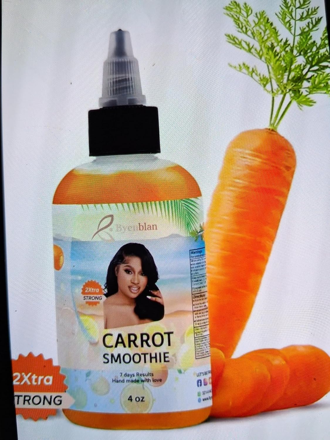 Byenblan LLC Brightening carrot smoothie 7 days results organic hand made.4 oz, Repairing & Anti-Aging Moisturizer for Smooth, Brighter Complexion