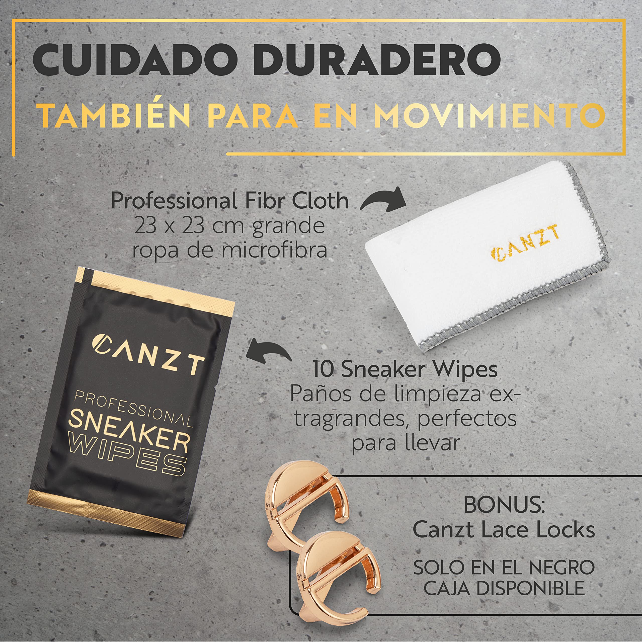 Canzt Black Box – Kit limpieza zapatillas premium con limpiador de zapatillas, toallitas, desodorante, cepillos y paño de microfibra para cuero, ante, nubuck y textil
