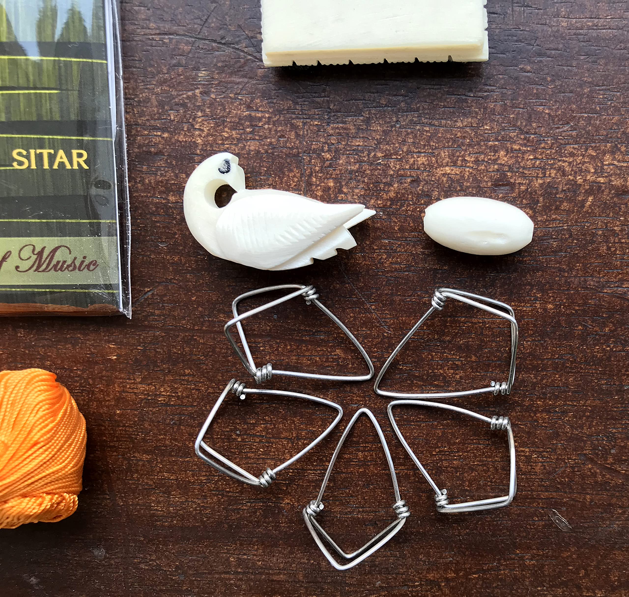 Ellora Sitar Accessories Strings Bridge Mizrab fret thread tuning beads all in one - Image 2