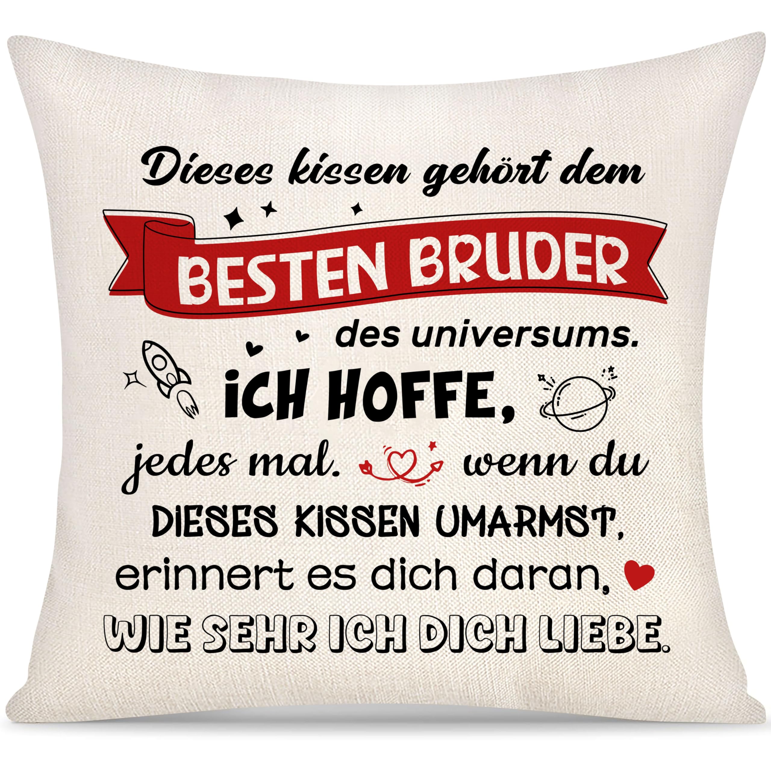 Yoskiasd Dieses Kissen Gehört dem Besten Bruder des Universums Kissenbezug Geschenk für Bruder Männer Jungen von Brüder Schwester Inspirierend Graduierung Kissenbezug Geschenke Geburtstag