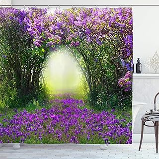 OCEUMACO Cortina de ducha para jardín, exterior, para habitación húmeda, exterior, tela extra ancha, 3D, color morado y lila, con flores, cortina de ducha de baño, 240 x 200 cm, antimoho, impermeable