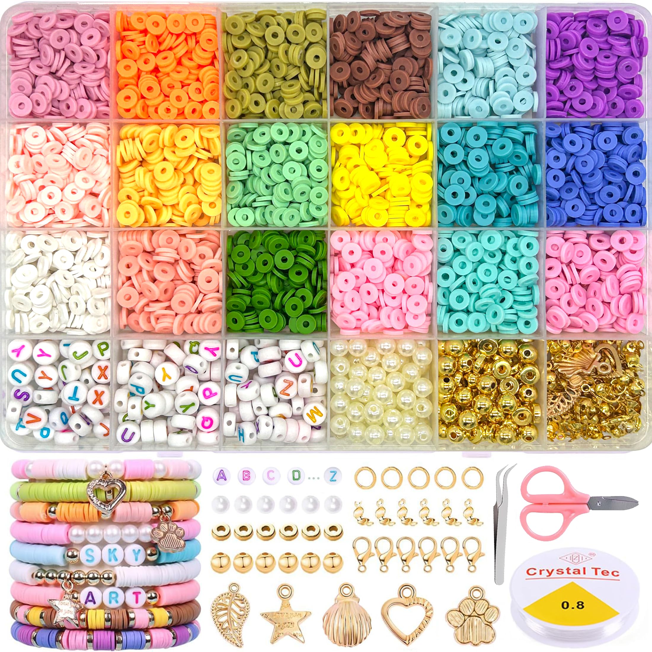 Nuloofen Multi Colors Glass Round Beads Bracelet Making Kit, 3600 Pieces, DIY Jewelry Crafts