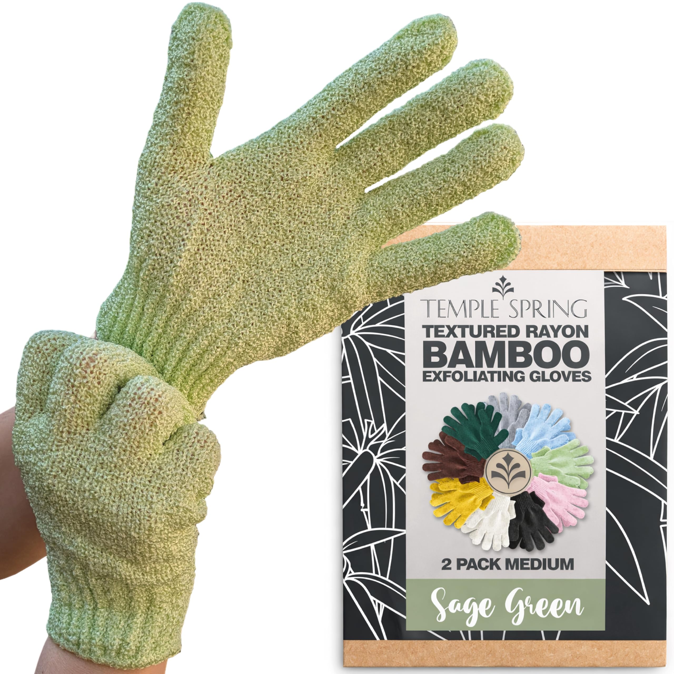 Temple Spring Guante Exfoliante Corporal, Exfoliante Cuerpo Esponja, Guante Autobronceador, Bambú Manoplas Baño, Exfoliating Glove – Rosa — view 8