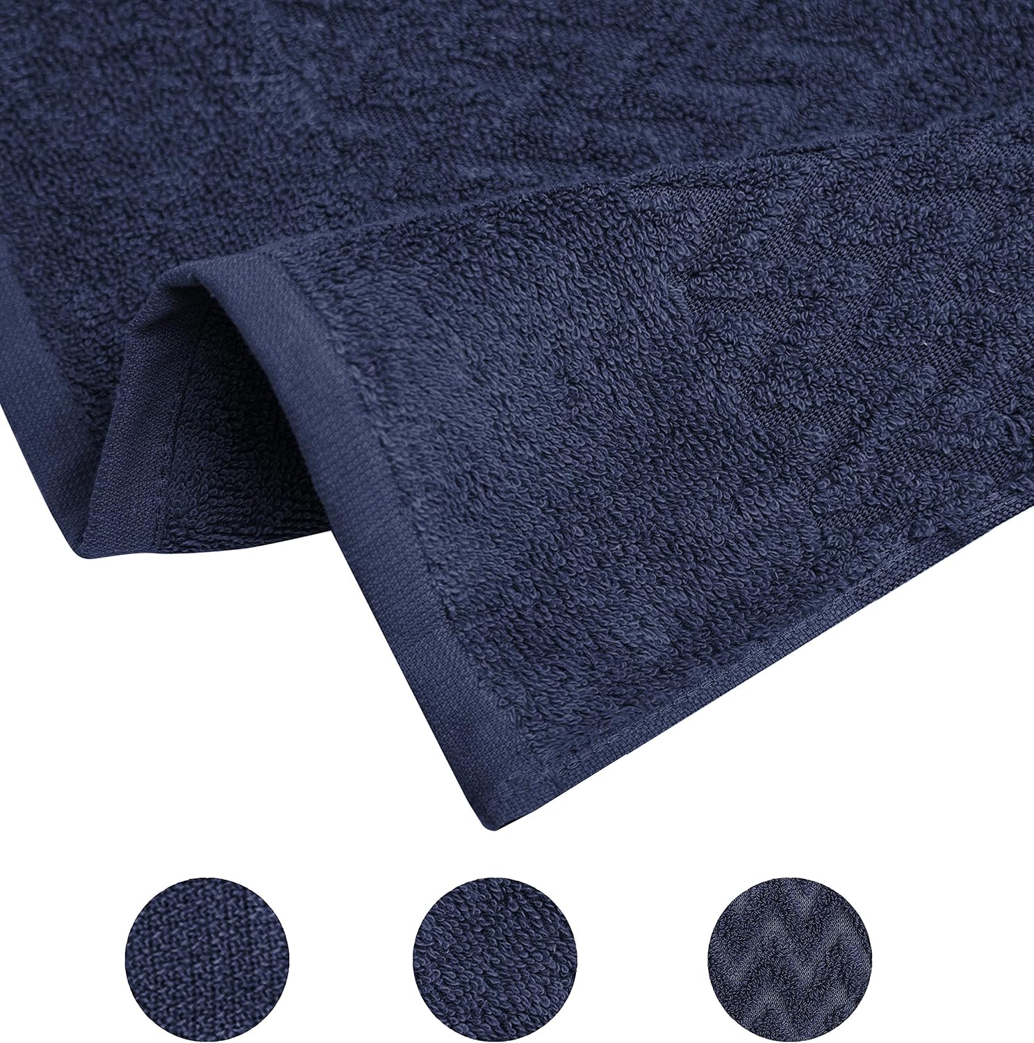 Pleasant Home Chevron Border Bath Towels Set - 4 Pack – 28” x 55” - 100% Cotton - 520 GSM – Lightweight Soft & Absorbent – Durable (Navy)