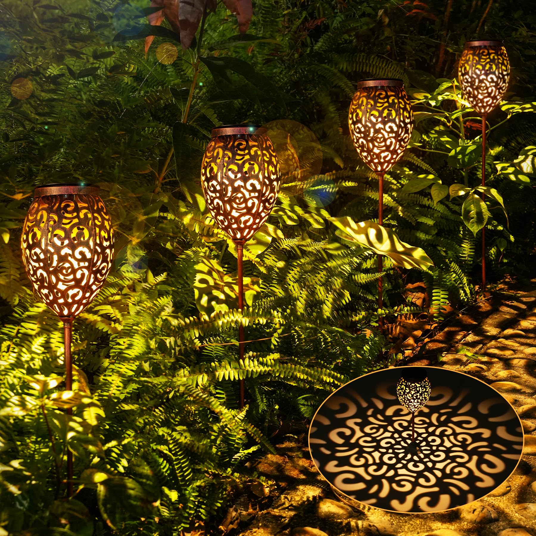 Görvitor Lantaarn op zonne-energie voor buiten, LED-zonnelamp, hangend, decoratieve zonnelampen, tuinlantaarn, IP44 waterdicht, tuindecoratie, Kerstmis