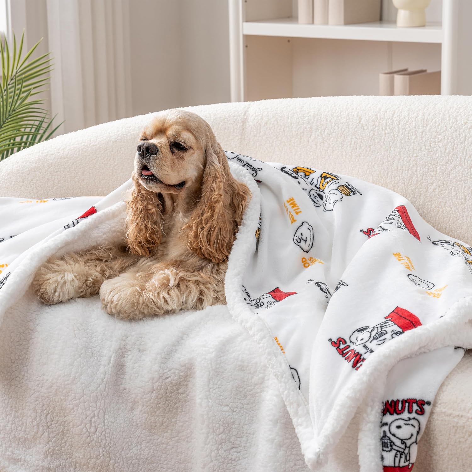 Berkshire Blanket Peanuts® Sherpa Throw Blanket, 480gsm Warm Reversible Heavy Thick Throw for Couch, Bed & Travel (75th Social Club v2 Retro Yellow, Throw Size 50" x 60") - Image 5