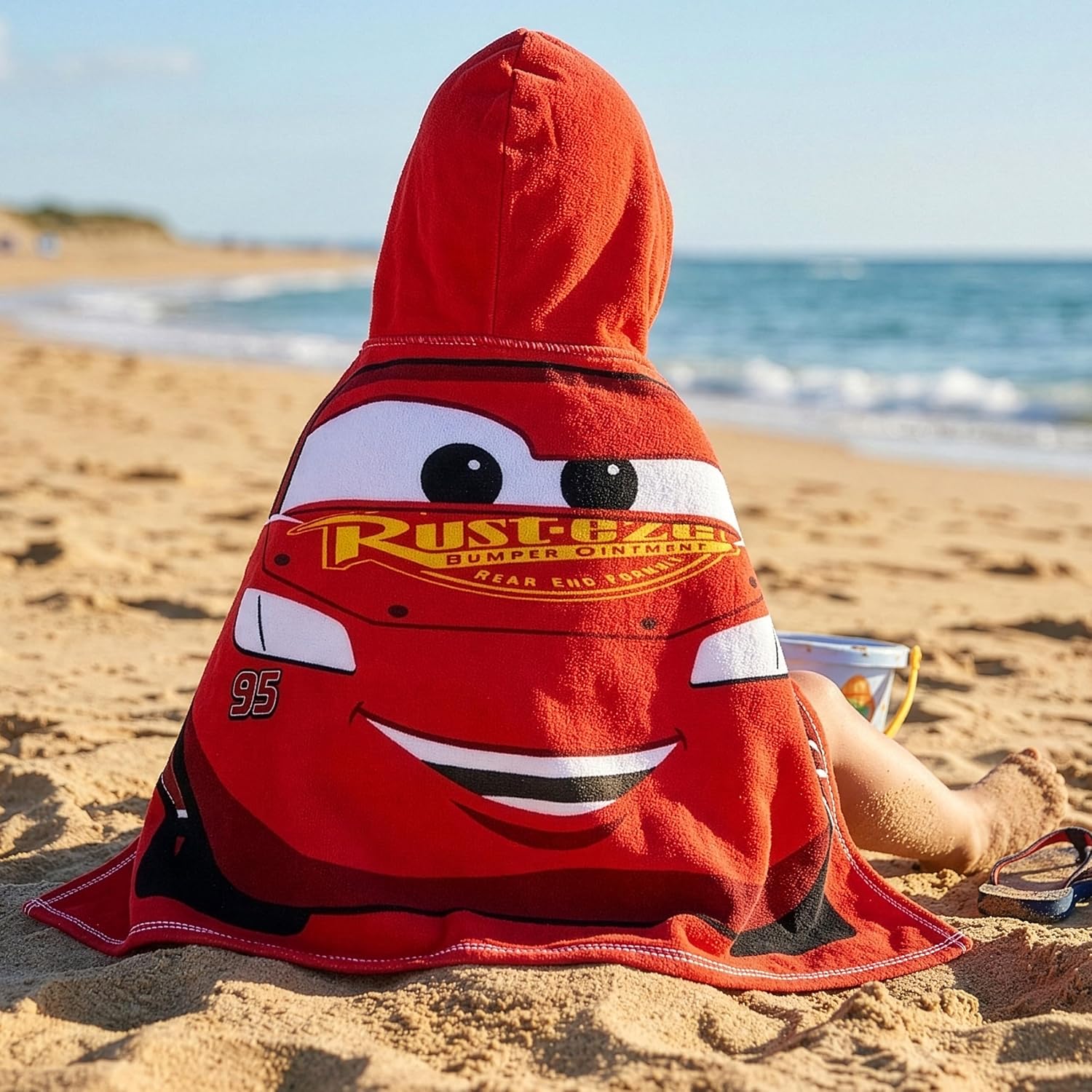 Disney Cars Boys Towel, Lightning McQueen Swimming Towels for Kids, Wearable Bath Towels, Wrap Beach Towel, Red One Size
