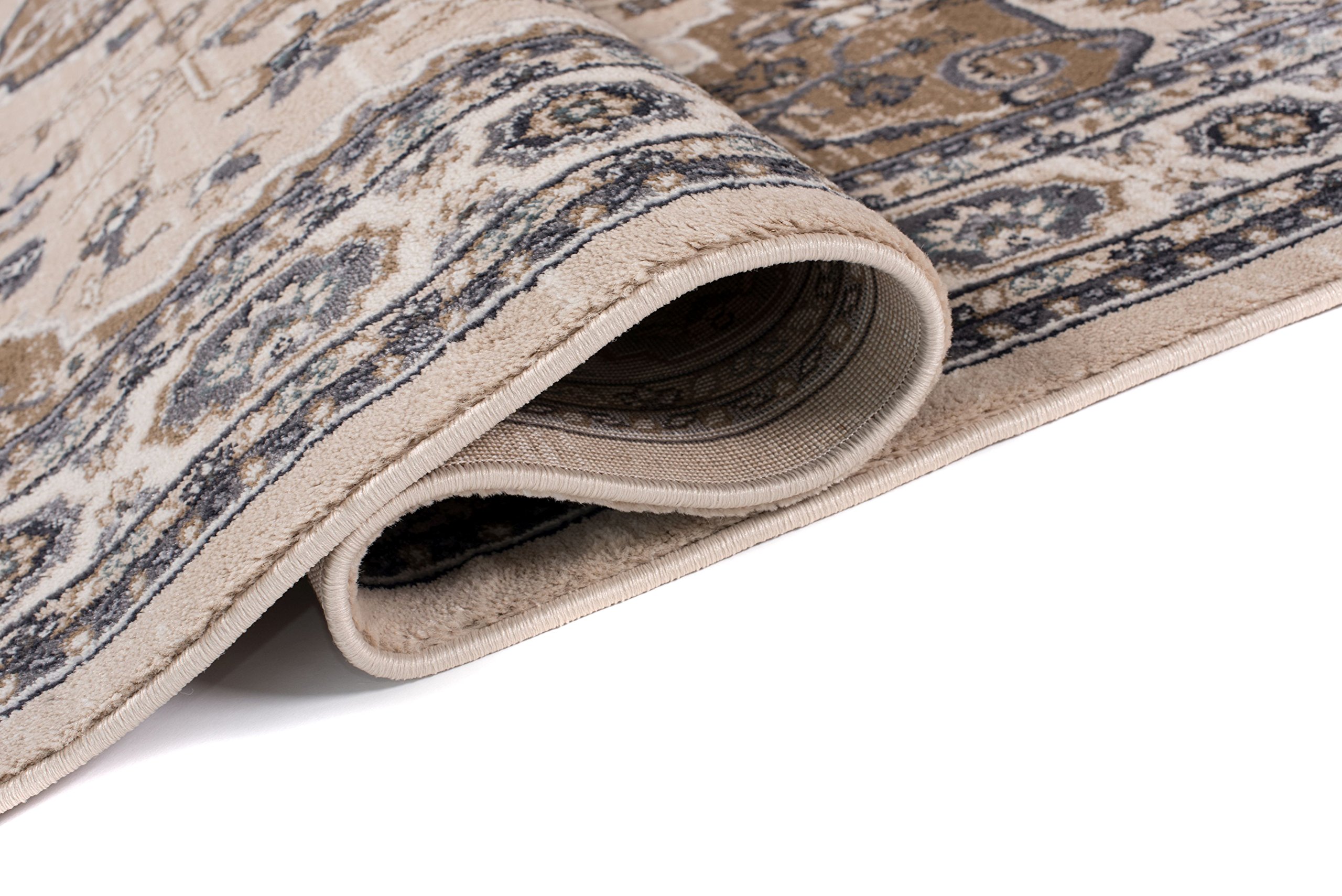 Carpeto Rugs Alfombra Oriental de Diseño Floral de Salón Grande de Pelo Corto - Alfombras de Habitación de Matrimonio, Dormitorio y Comedor - Alfombras Salon - Beige Claro - 60 x 100 cm