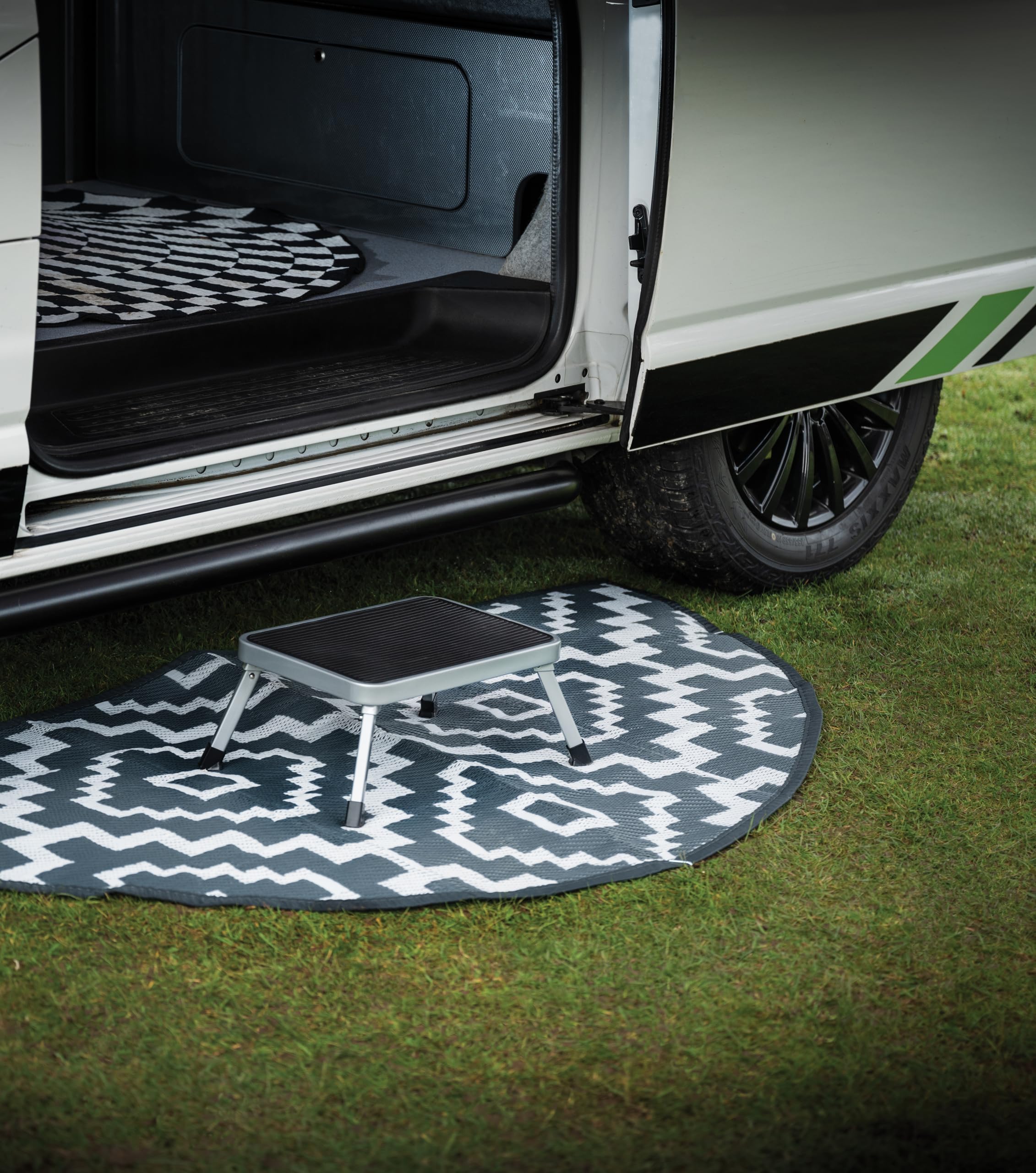 Maypole Tapis de Sol aztèque Demi-Cercle de 1,8 m, Tapis d'entrée pour Caravane, Camping-Car, Maison