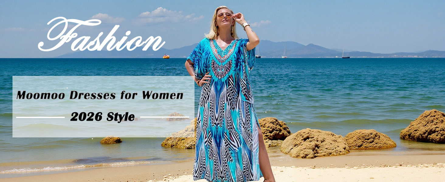 YouKD Lange kaftan voor dames, maxi-Boheemse jurk