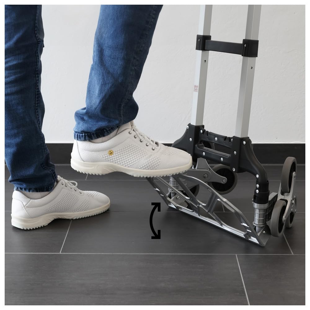 Dönges Treppensteiger Robuste Sackkarre mit maximaler Traglast von 75 kg | Sackkarre klappbar mit Expander Seil für sicheren Halt | Einfacher Transport auf Treppen und unebenen Flächen | Umzugshilfe