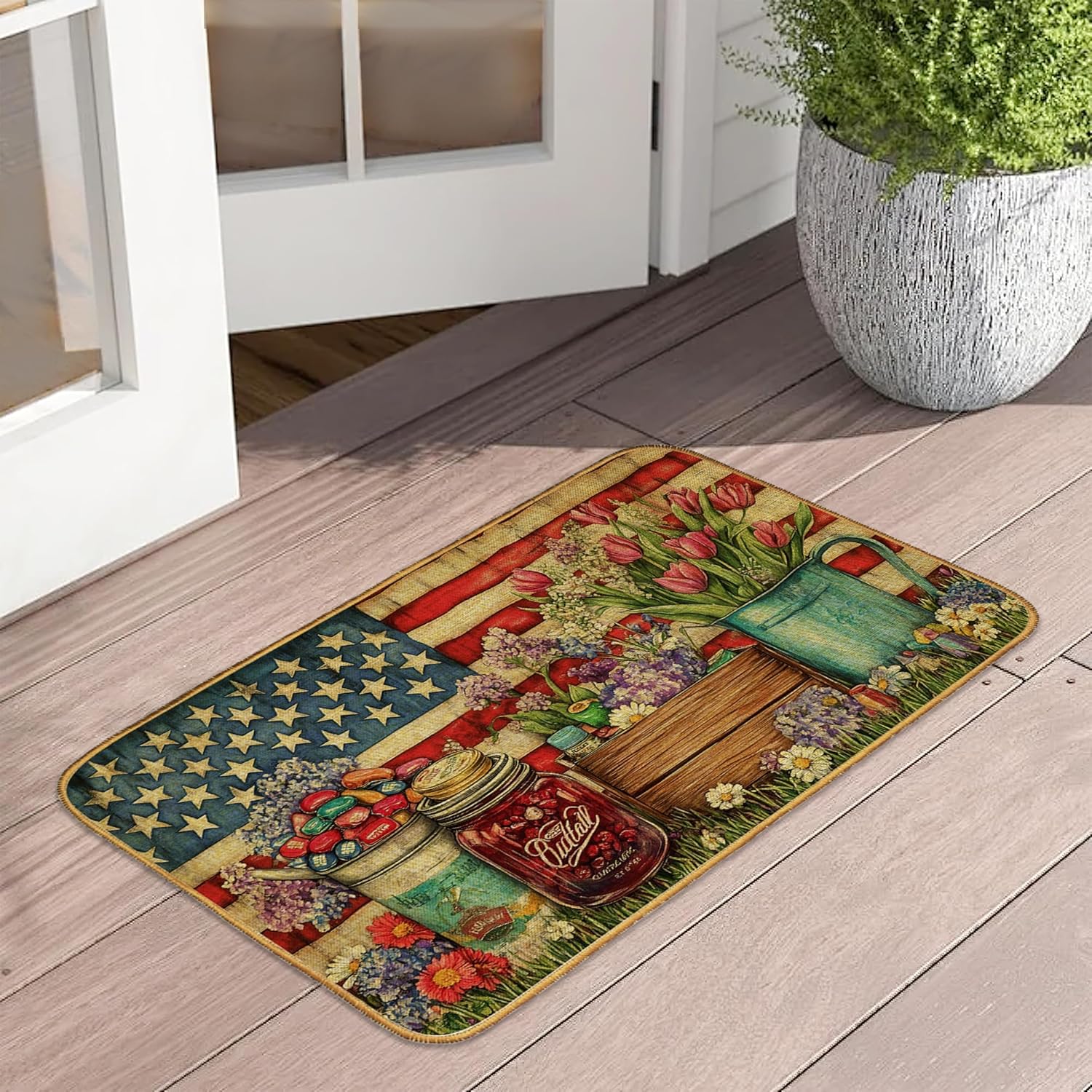Starry Night Cat Doormat Outdoor Entrance,Abstract Van Gogh Front Door Mat Decorative Indoor Outdoor Non-Slip Entryway Rug for Home Entrance Outside Entry Floor Patio 17x29 Inch
