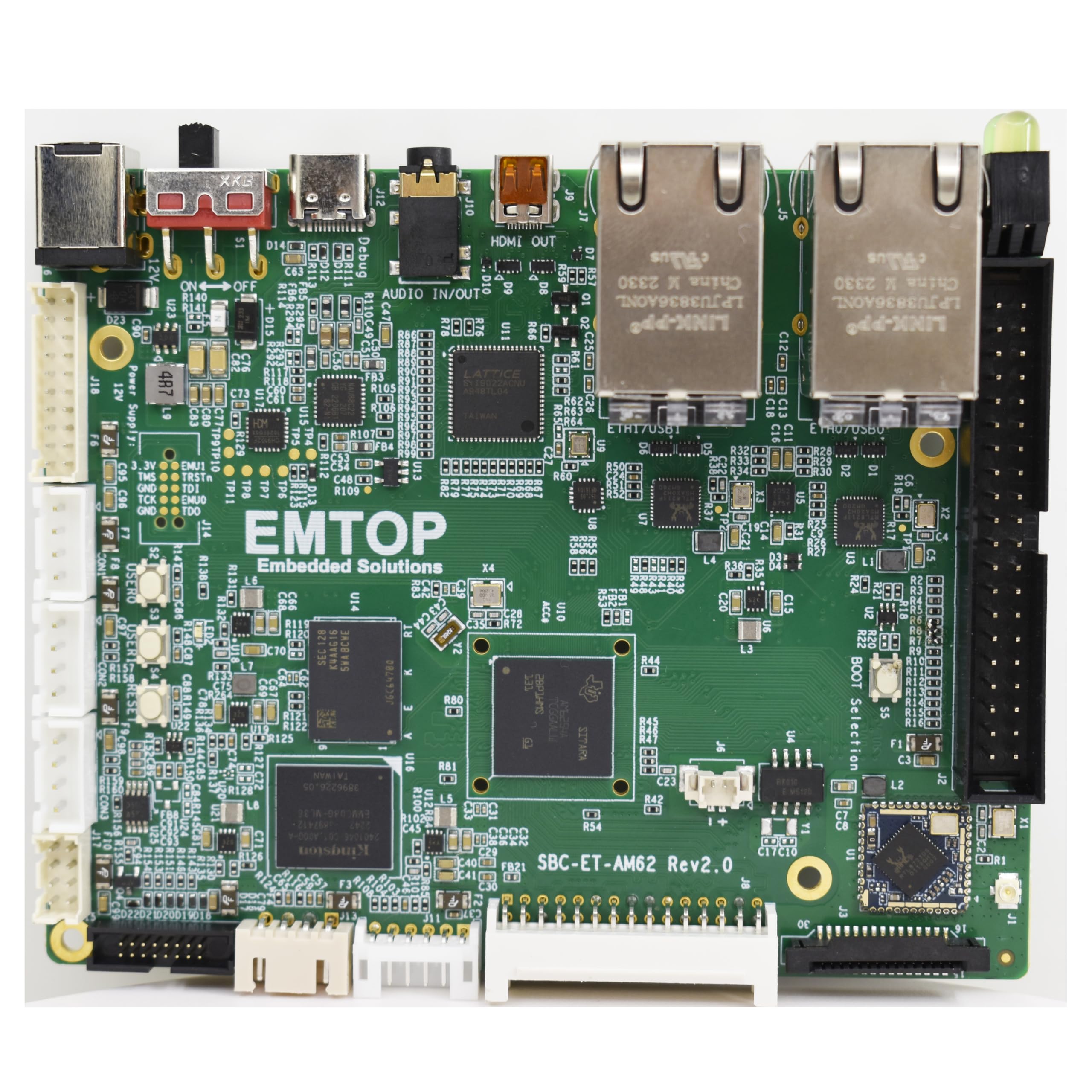 EMTOP EMB SBC-ET-AM62 Single Board Computer, TI AM623x/AM625x CPU, ARM Cortex-A53 Quad-Core 1.4GHz,2GB DDR4,8GB EMMC