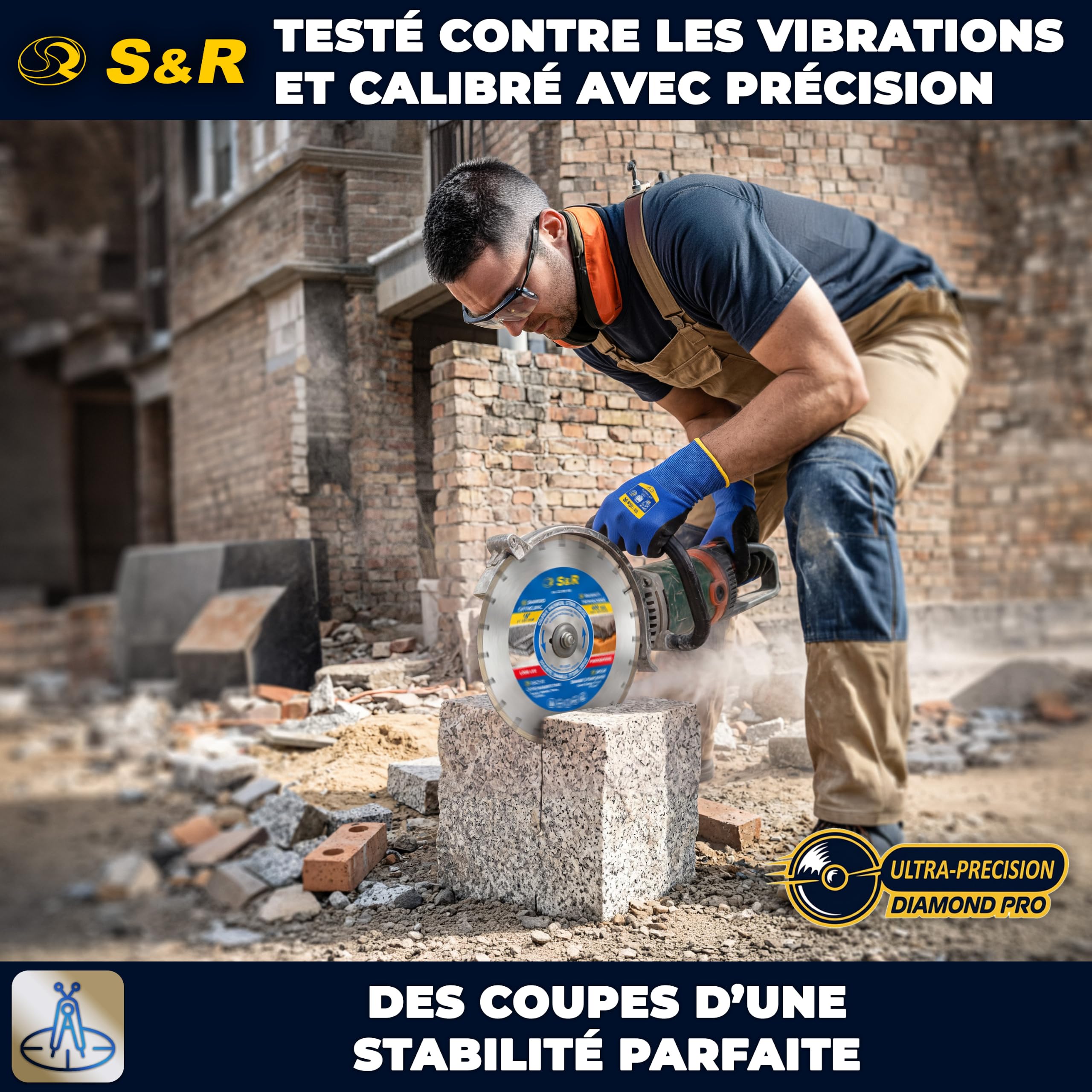 S&R Disque diamant 400 mm Béton. Disque Meuleuse 400 à tronçonner couper | Pour Béton - Pierre - Brique - Maçonnerie - Alésage 25,4 mm - Coupe à sec et à eau - Segments 10 mm