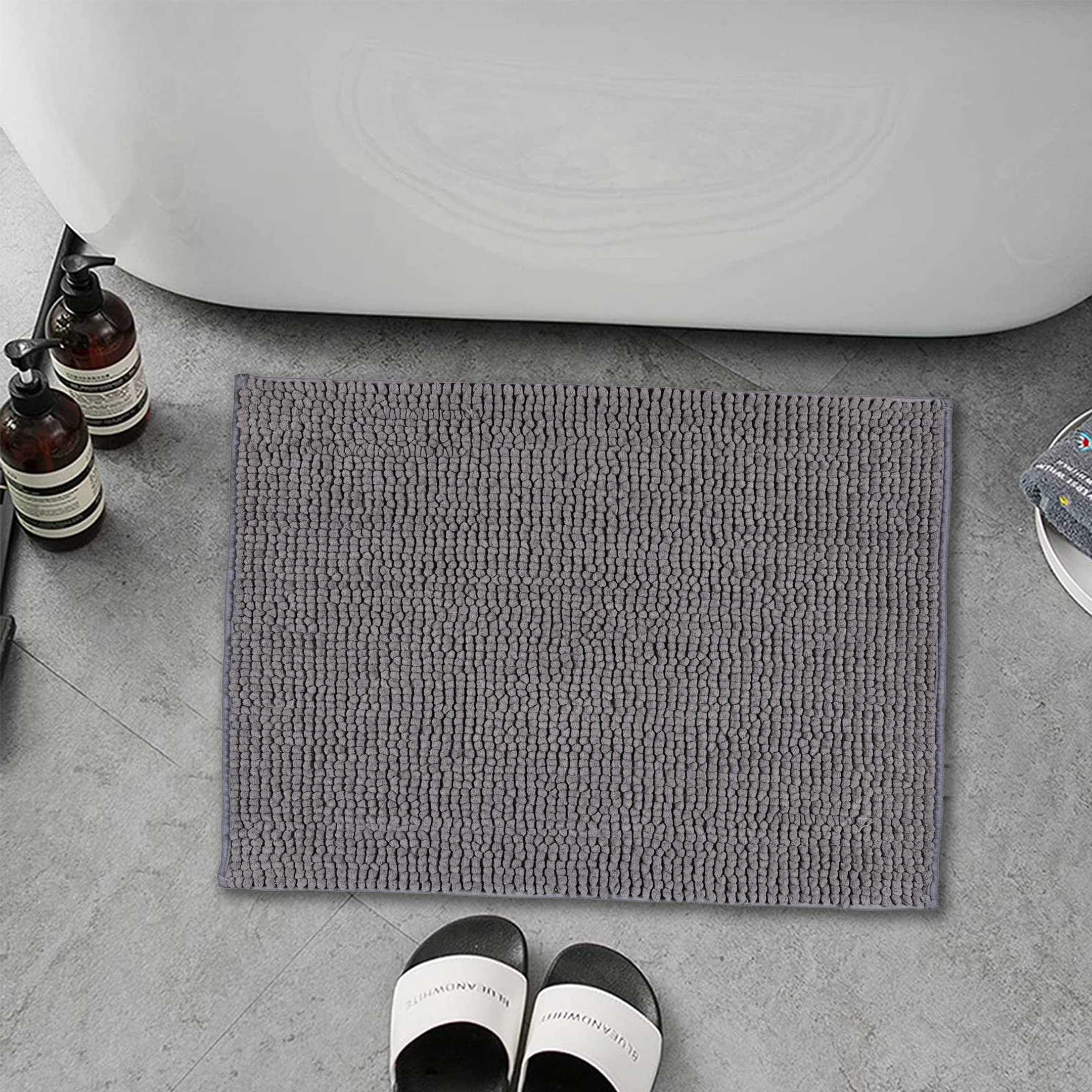 Basics Plush Chenille Bathmat 40x60 cm. by Saral Home(Grey)