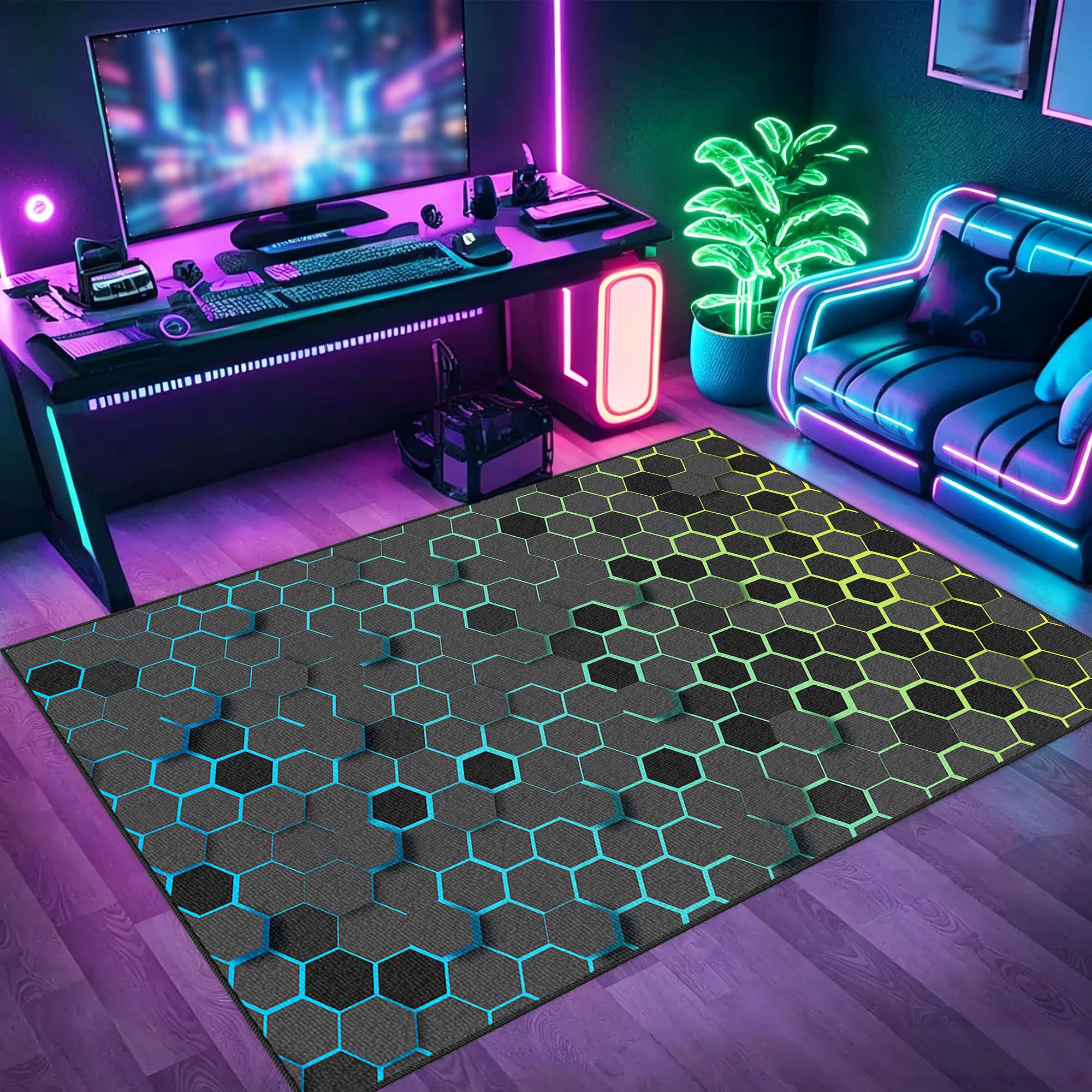 Tapis gamer sol grand format 200x270cm avec revêtement antidérapant