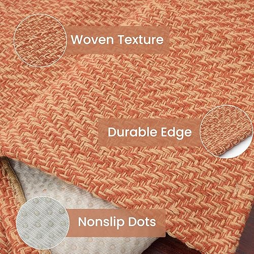 Miniatura 66 de IOHOUZE Alfombra lavable de 4 x 6 pies con parte trasera de goma antideslizante tejida para interiores y exteriores, alfombra para entrada