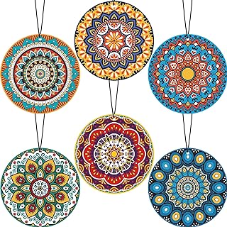 12 Pieces Mandala Car Air Fresheners, Hanging Hippie Car Accessories, Boho Style Automotive Air Fresheners Long Lasting fo...