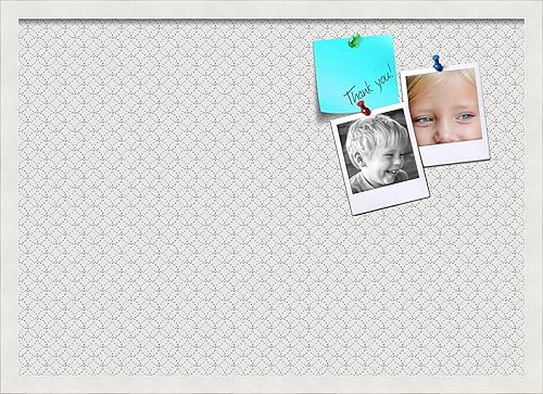 Miniatura 181 de PinPix Tablero de anuncios de corcho de 12 x 12 pulgadas. Este tablero decorativo enmarcado viene con diseño de círculos B W y un marco blanco