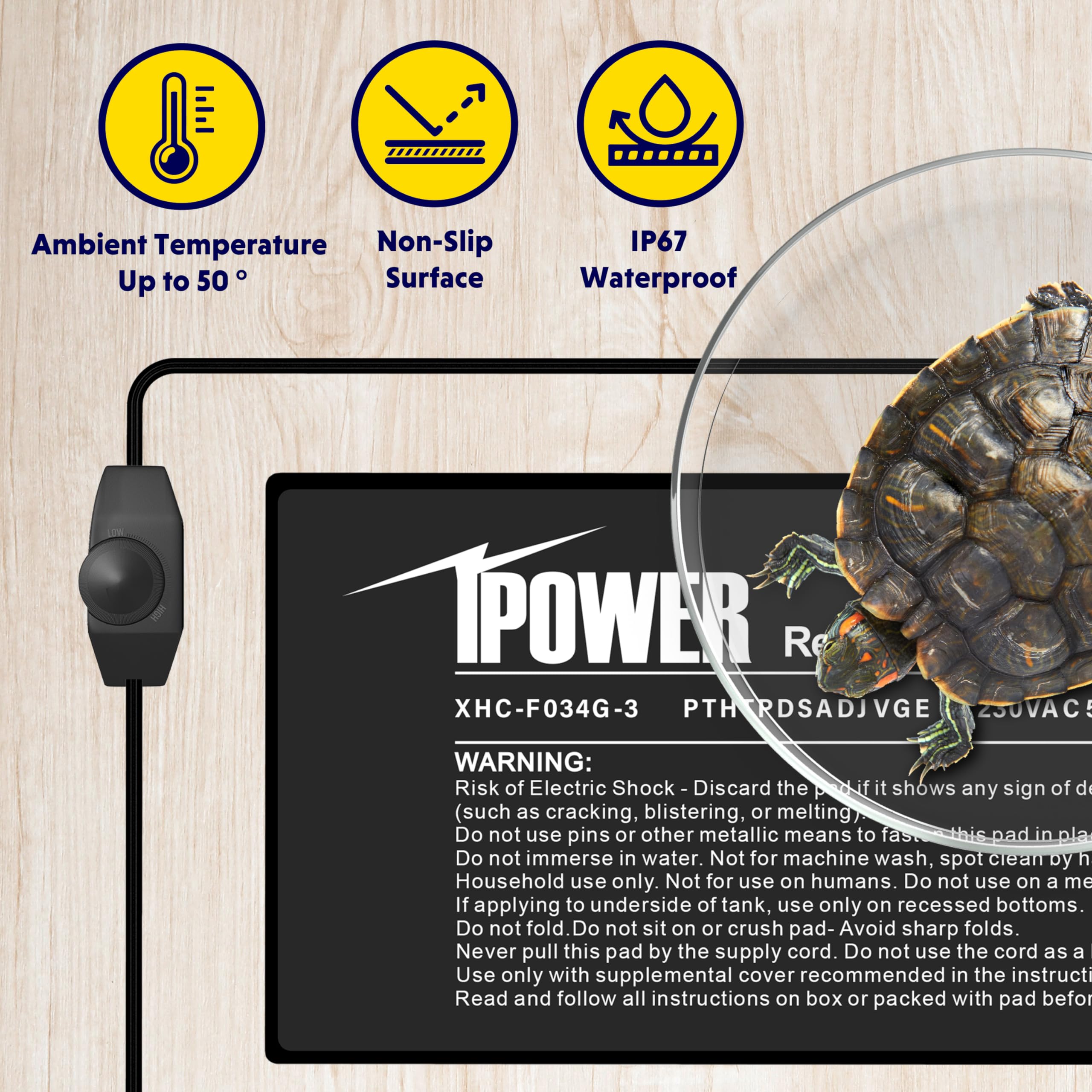 iPower Heizmatte Terrarium Regelbar mit Thermostat Temperaturregelung, Terrarium Heizkissen Heizung für Reptilien Amphibien, 16W, 20 x 30,5 cm