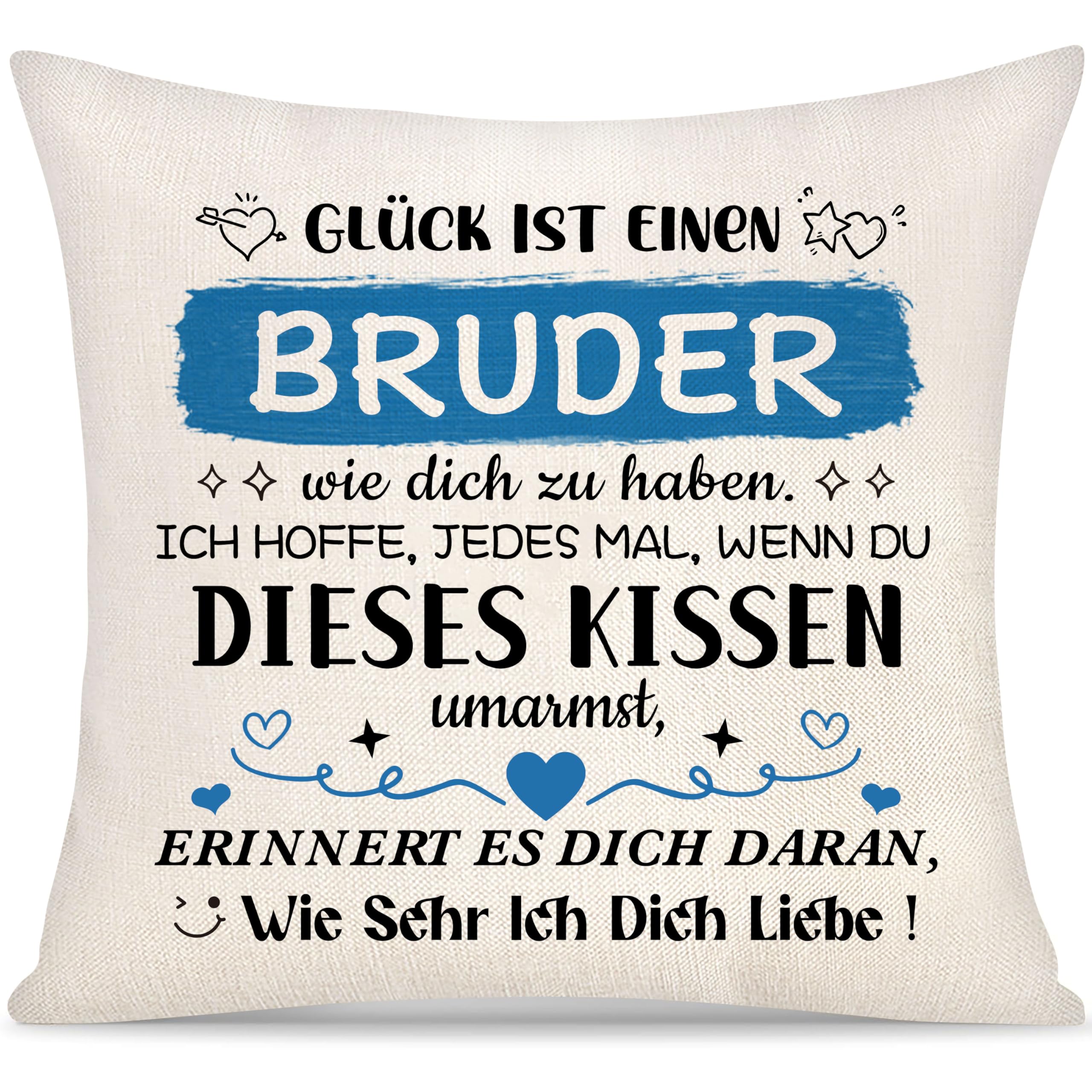 Yoskiasd Bruder Kissenbezug Geschenk für Männer Jungen Geschenke von Schwester Brüder Kissenbezug Inspirierendes Graduierung Geschenke Geburtstag Glück ist Einen Bruder Wie Dich zu Haben