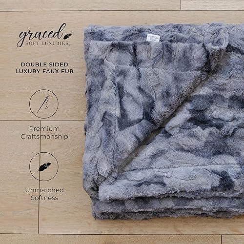 Miniatura 10 de GRACED SOFT LUXURIES Manta de piel sintética color carbón, ultra suave y esponjosa, de 50 x 60 pulgadas, acogedora, gruesa y cálida, perfecta para