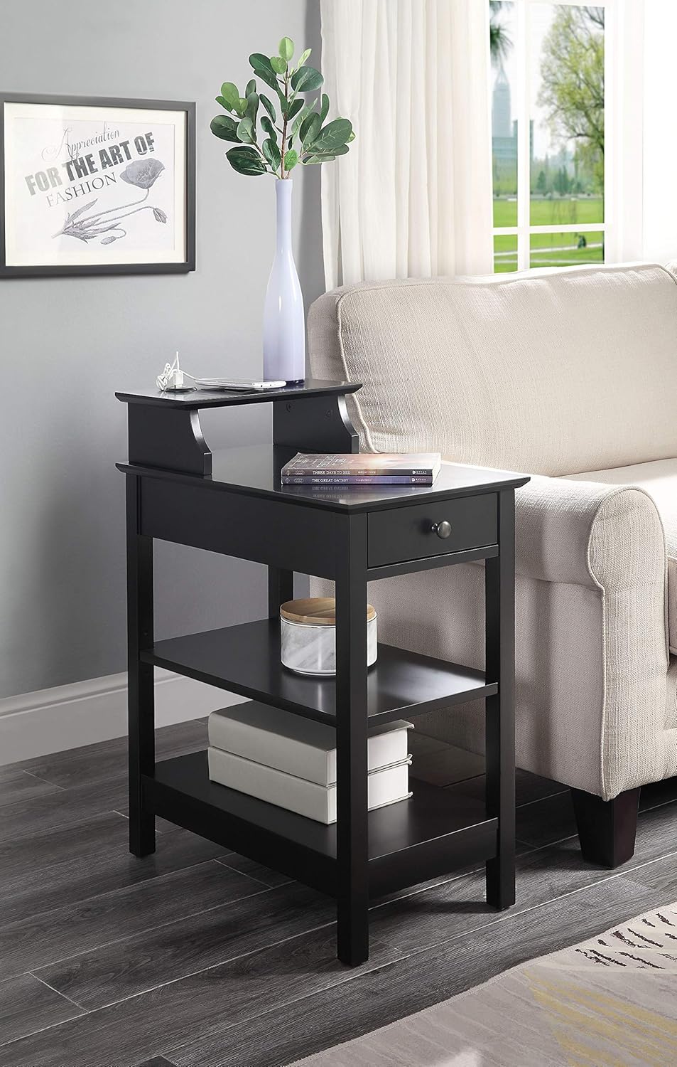 Slayer Side Table (USB Charging Dock), Black Home & Kitchen